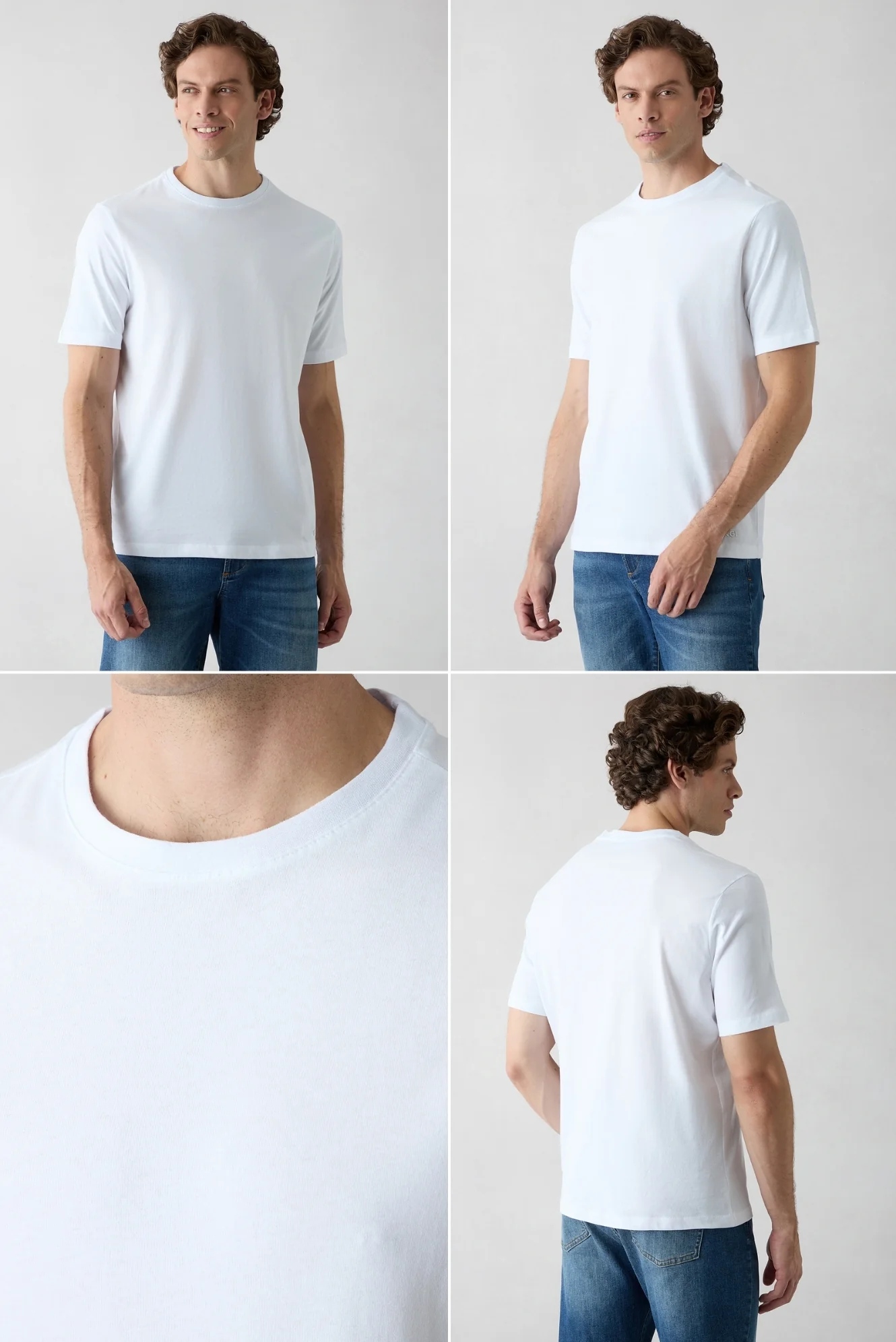 Deep Siyah - Beyaz Bisiklet Yaka Regular Fit %100 Pamuk Baskılı - Düz 2'li Paket Tişört Seti - Image 3