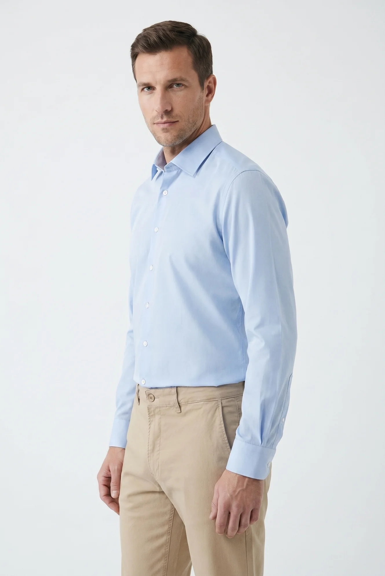 Mavi-Mavi Uzun Kol Regular Fit Düz Pamuklu Non Iron 2'li Gömlek Seti - Image 2
