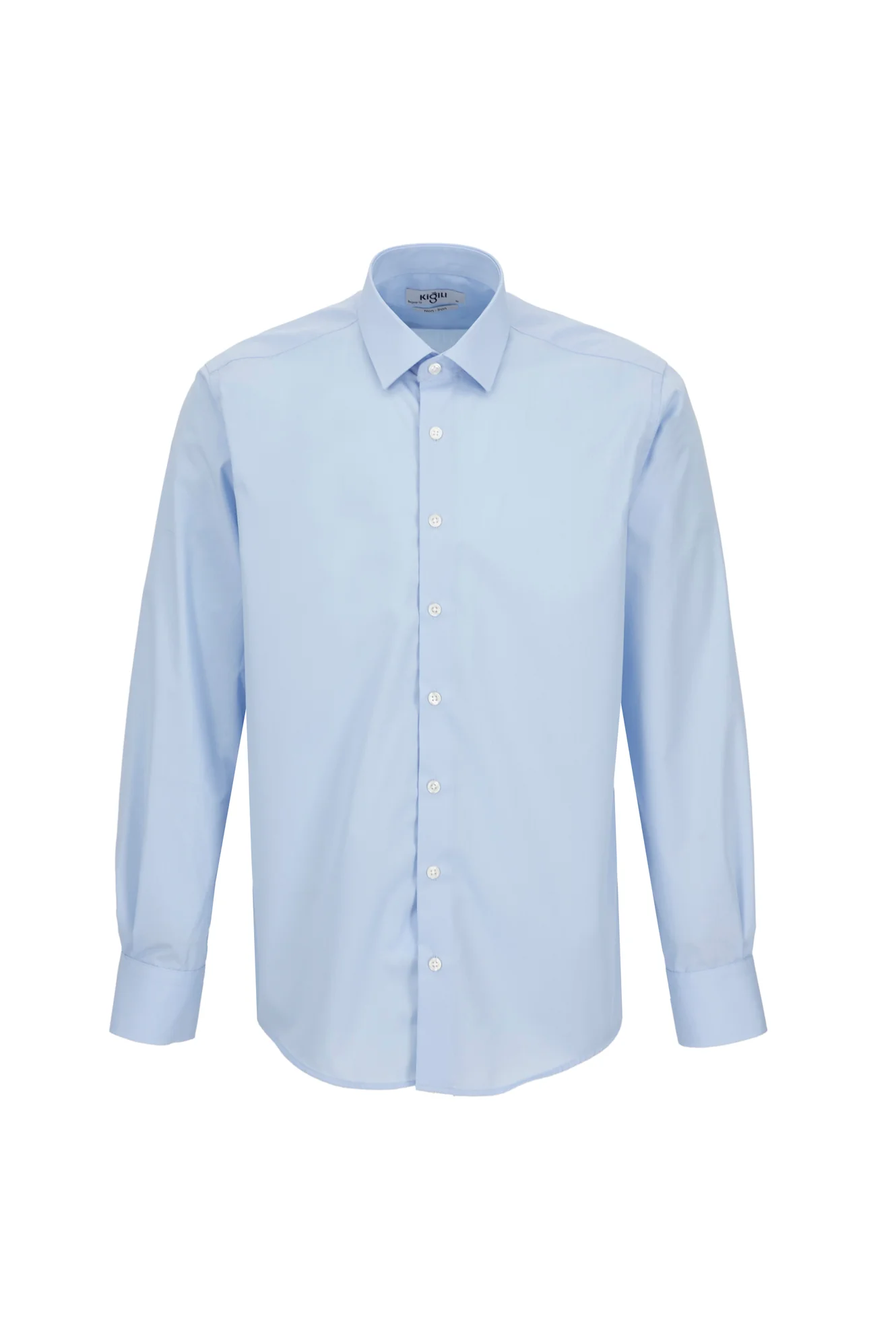 Mavi-Mavi Uzun Kol Regular Fit Düz Pamuklu Non Iron 2'li Gömlek Seti - Image 6