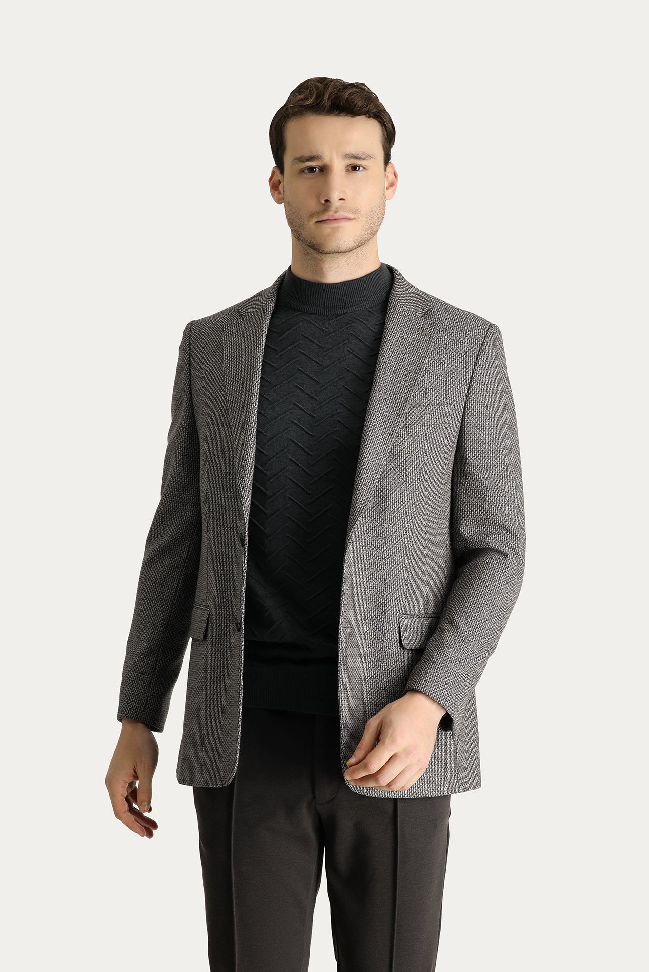 Acı Kahve 4 Drop Relaxed Fit Rahat Kesim Klasik Desenli Ceket - Image 2