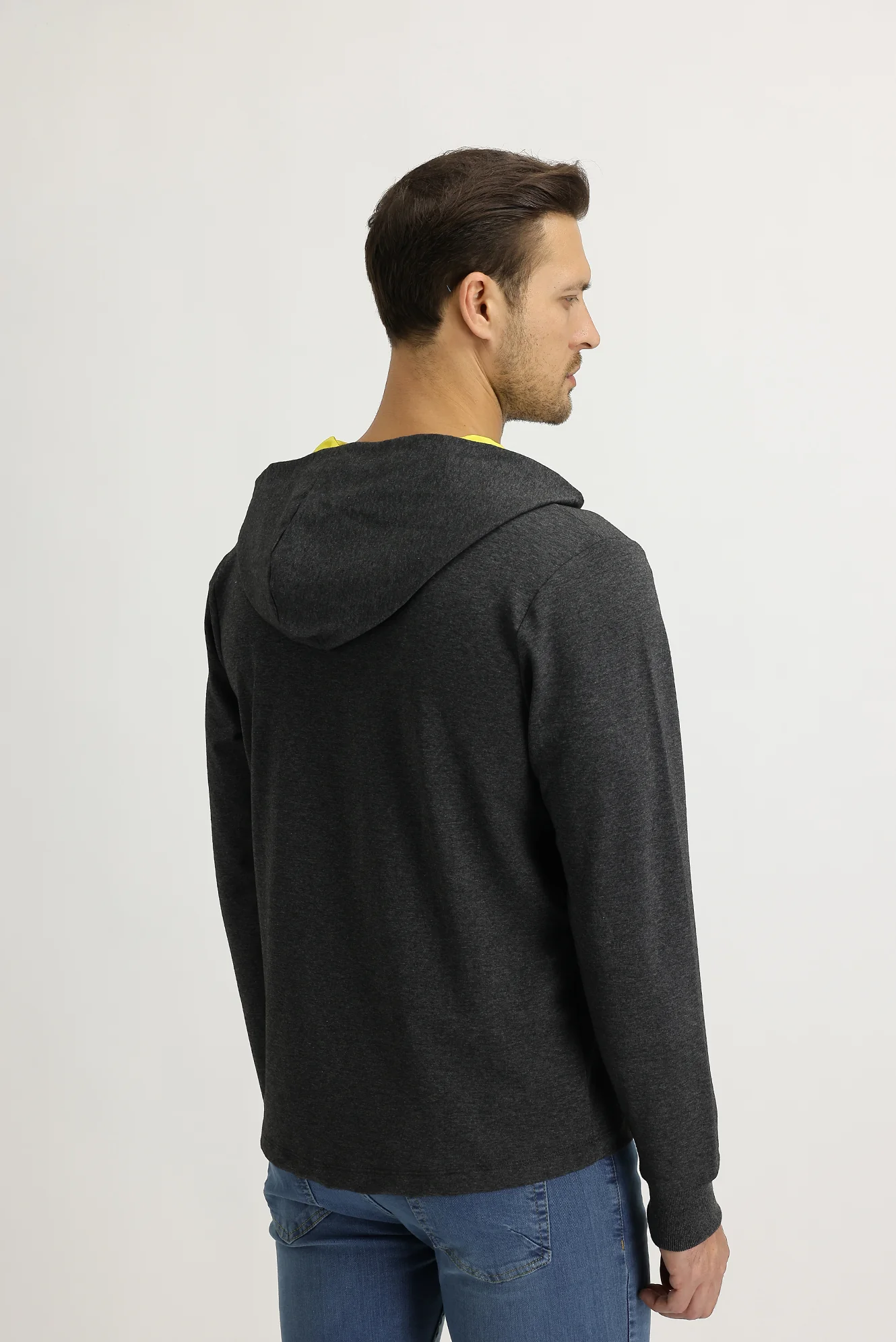 Açık Antrasit Kapüşonlu Baskılı Sweatshirt - Image 5