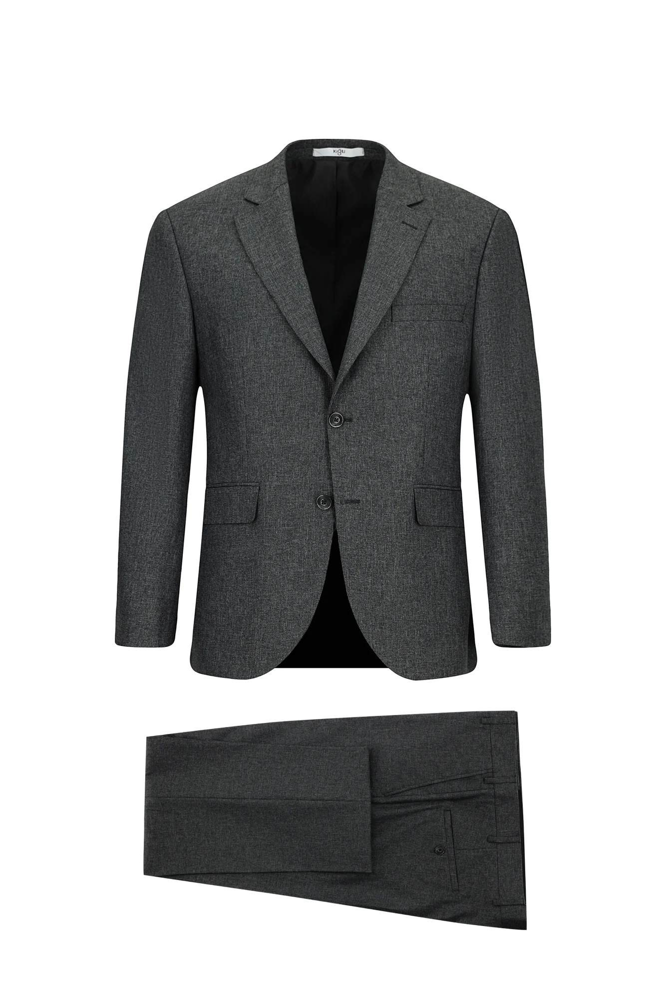 Açık Antrasit 4 Drop Relaxed Fit Rahat Kesim Desenli Çift Pantolonlu Takım Elbise
