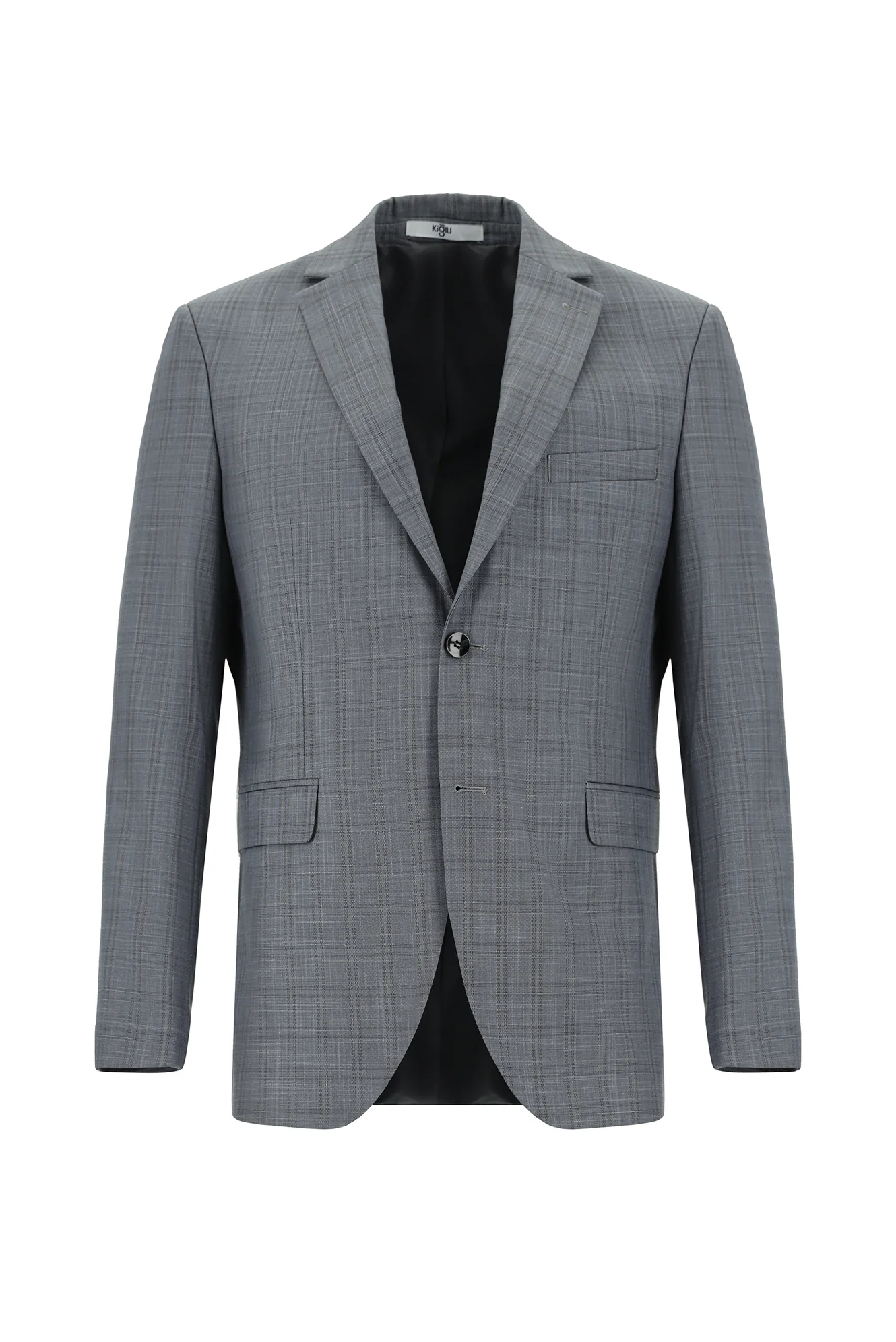 Açık Antrasit 6 Drop Regular Fit Standart Kesim Ekose Takım Elbise - Image 2