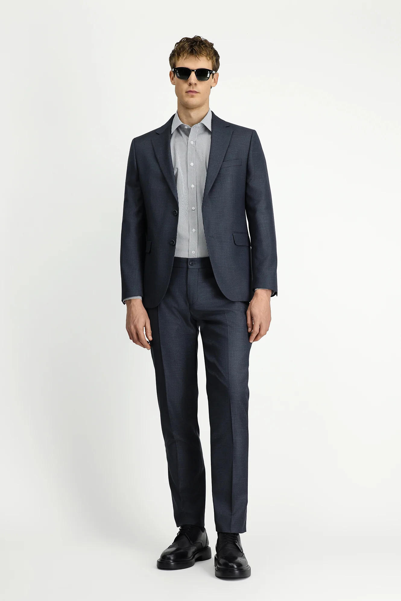 Açık Antrasit 7 Drop Slim Fit Dar Kesim Desenli Beli Lastikli Takım Elbise - Image 2
