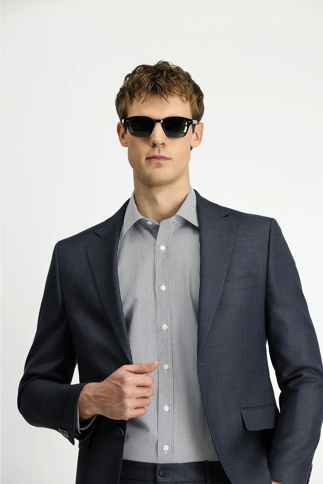 Açık Antrasit 7 Drop Slim Fit Dar Kesim Desenli Beli Lastikli Takım Elbise - Image 4