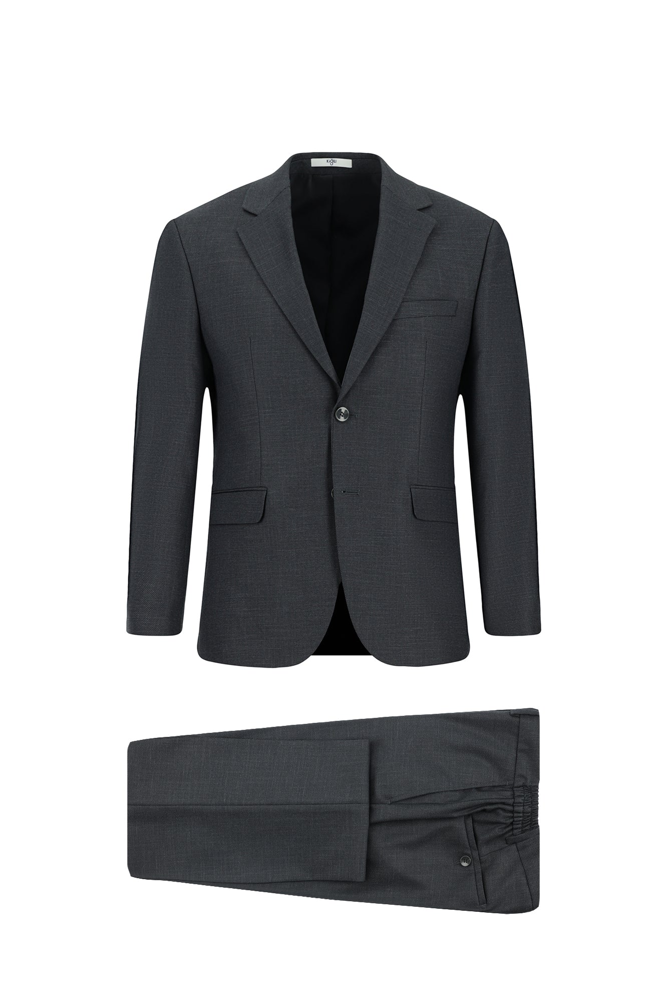 Açık Antrasit 6 Drop Regular Fit Standart Kesim Desenli Beli Lastikli Takım Elbise - Image 6