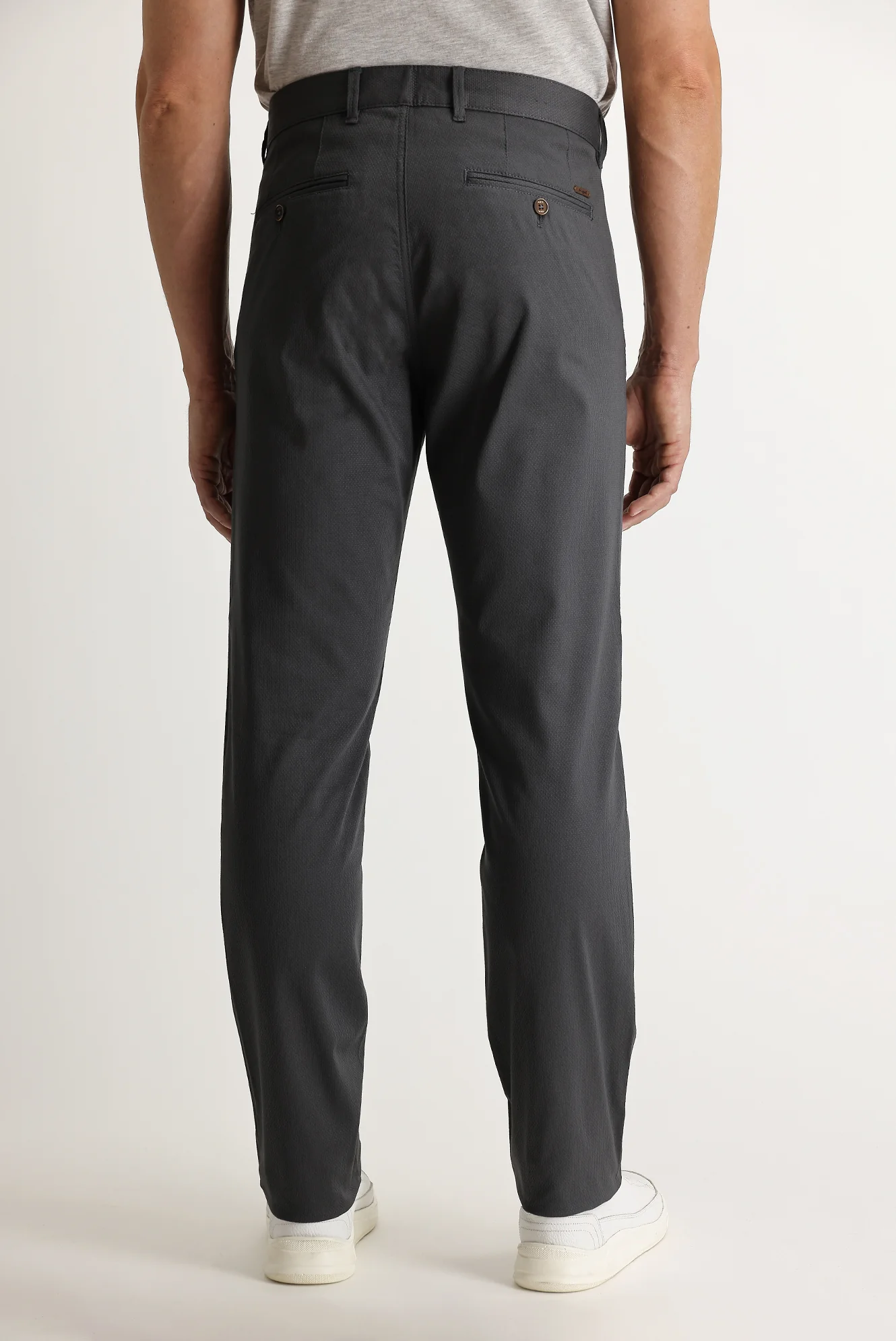Açık Antrasit Relaxed Fit Rahat Kesim Kuşgözü Likralı Kanvas / Chino Pantolon - Image 3