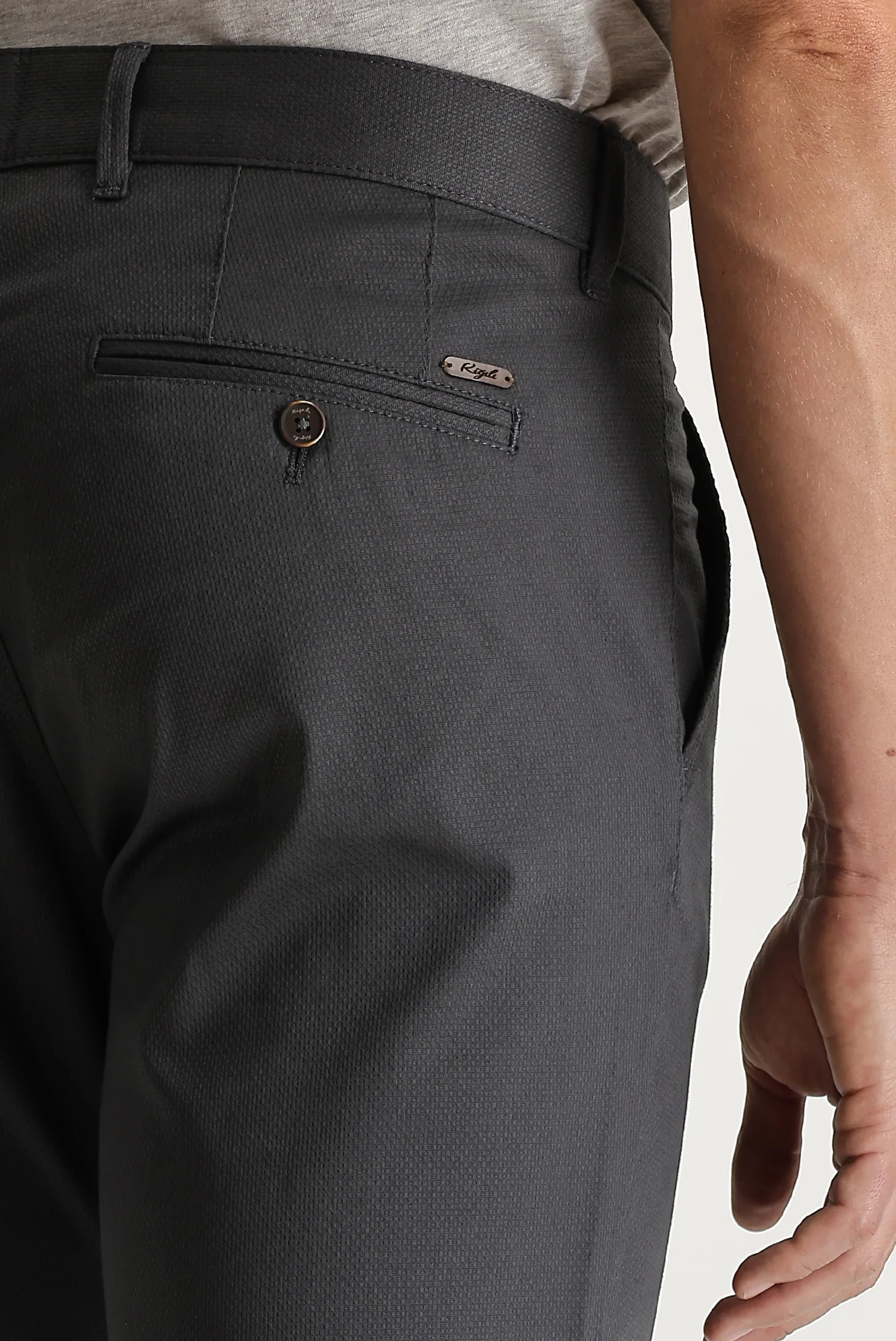 Açık Antrasit Relaxed Fit Rahat Kesim Kuşgözü Likralı Kanvas / Chino Pantolon - Image 4