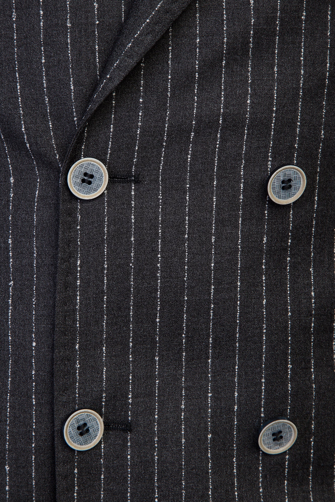 Açık Antrasit 7 Drop Slim Fit Dar Kesim Çizgili Kruvaze Ceket - Image 3