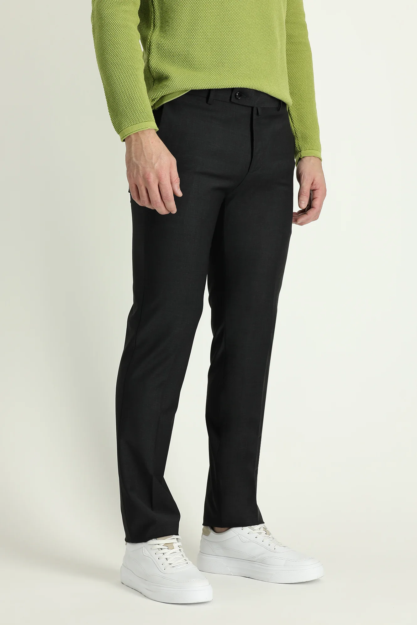 Açık Antrasit 7 Drop Slim Fit Dar Kesim Yünlü Klasik Kumaş Pantolon - Image 2