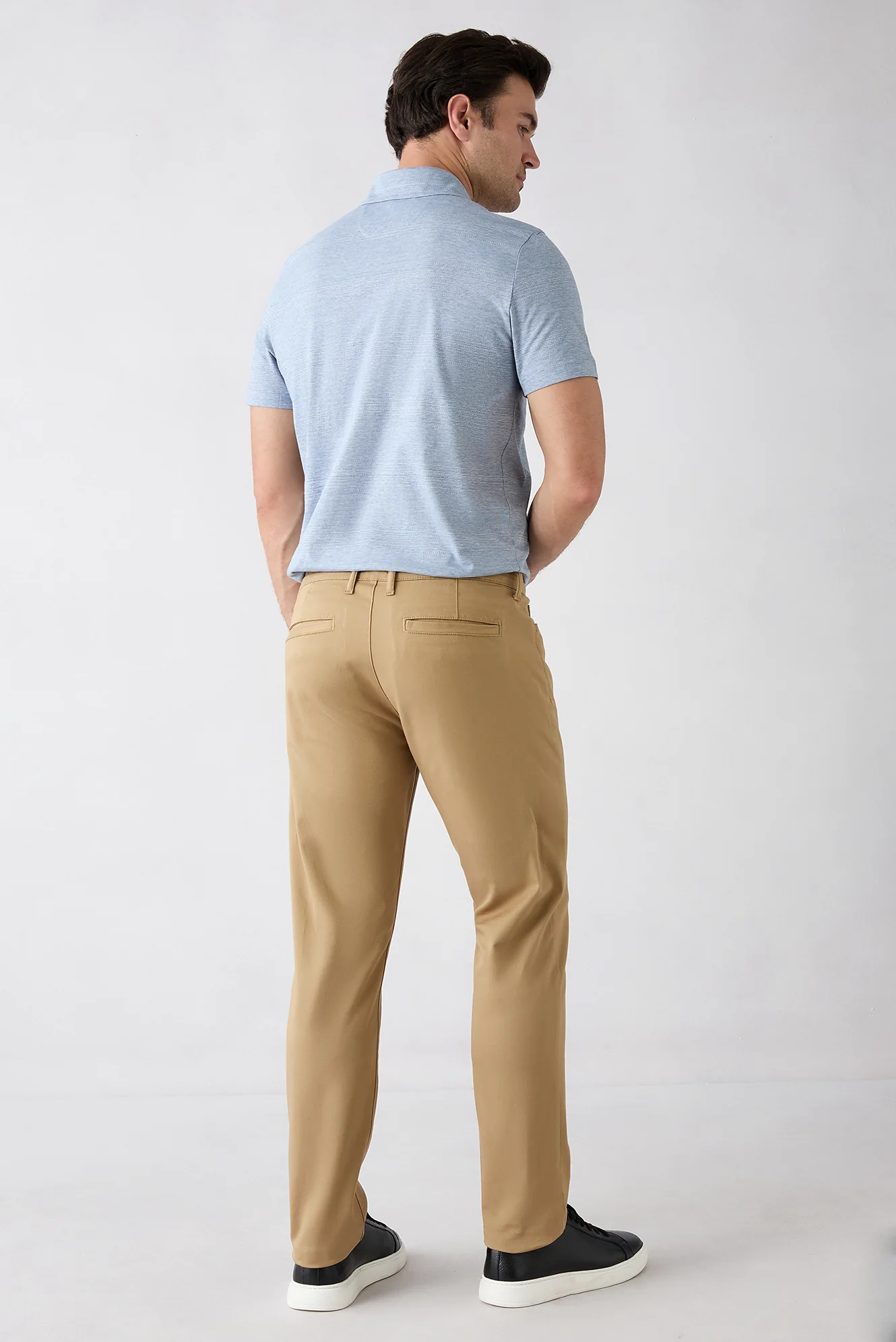 Açık Bej Regular Fit Standart Kesim 5 Cep Pamuklu Düz Likralı Kanvas / Chino Pantolon - Image 4