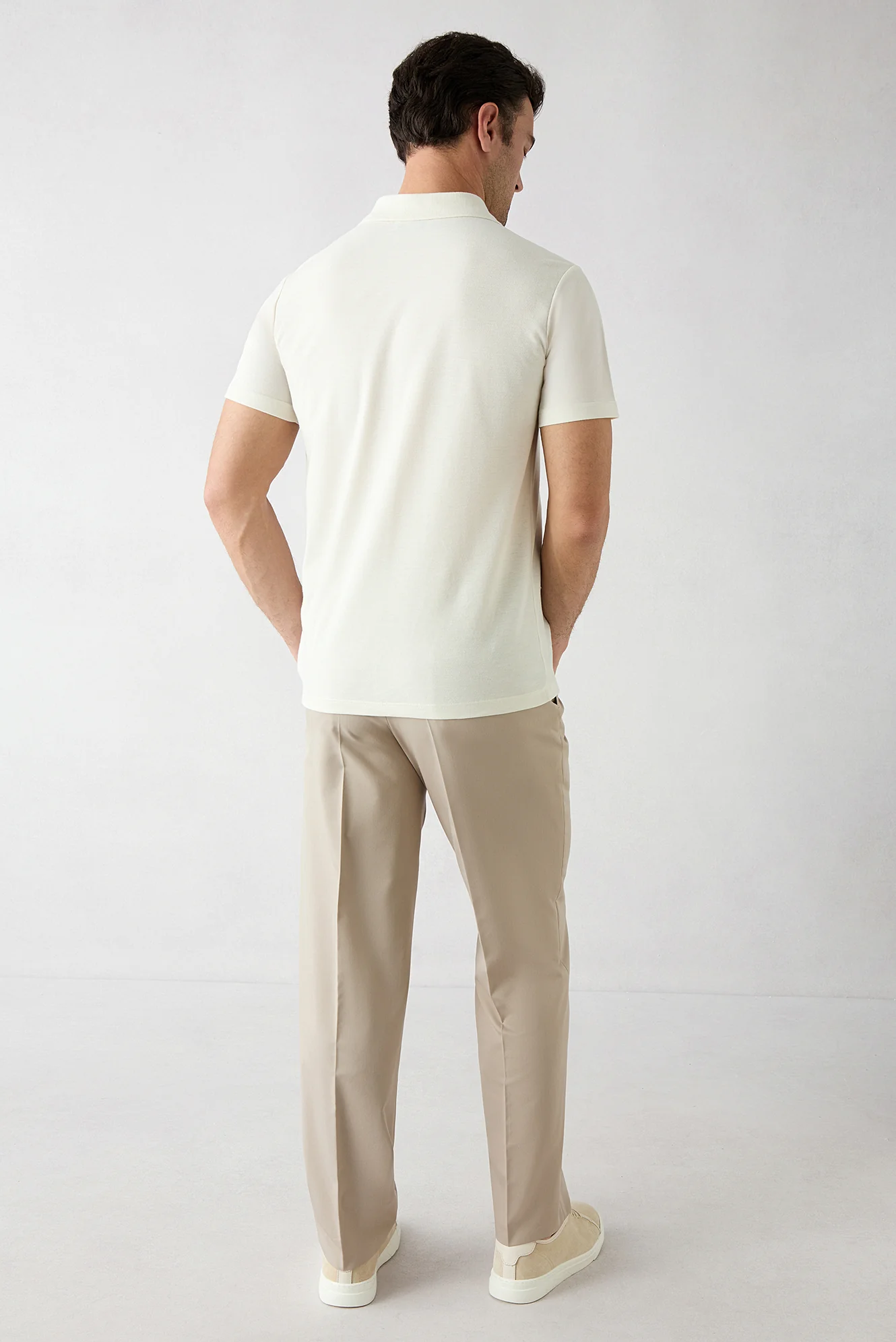 Açık Bej 7 Drop Slim Fit Dar Kesim Klasik Kumaş Pantolon - Image 3