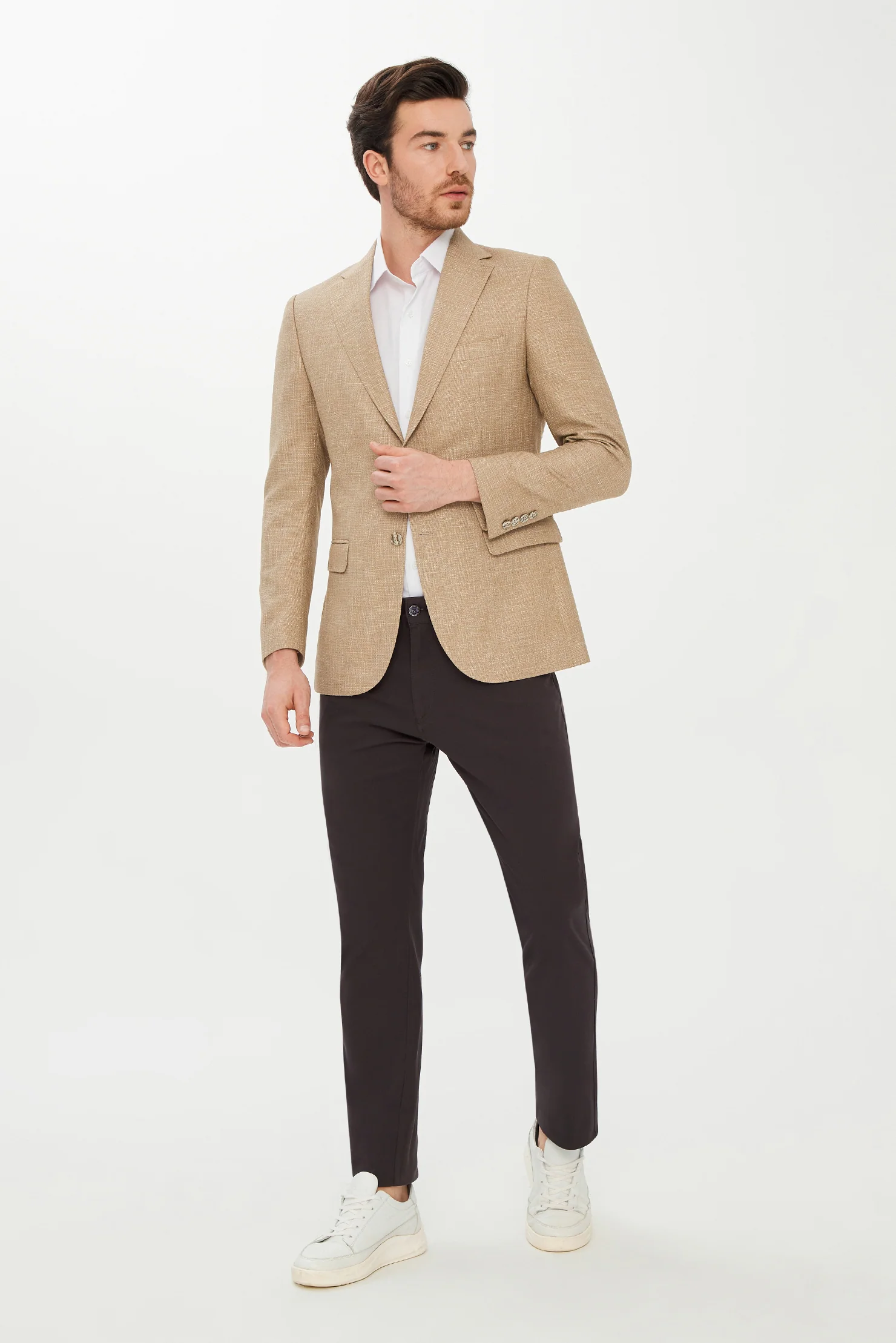 Açık Bej 7 Drop Slim Fit Dar Kesim AK MKR CEKET