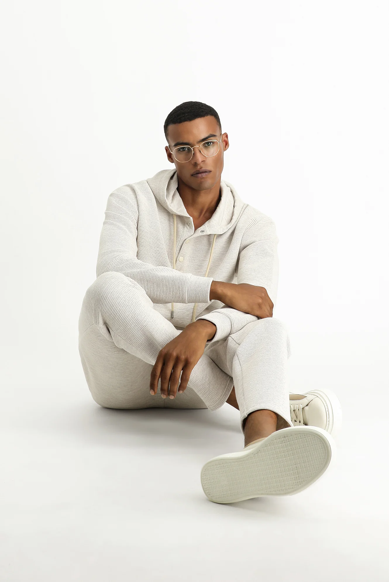 Açık Bej Desenli Pamuklu Sweatpant / Eşofman Altı - Image 5
