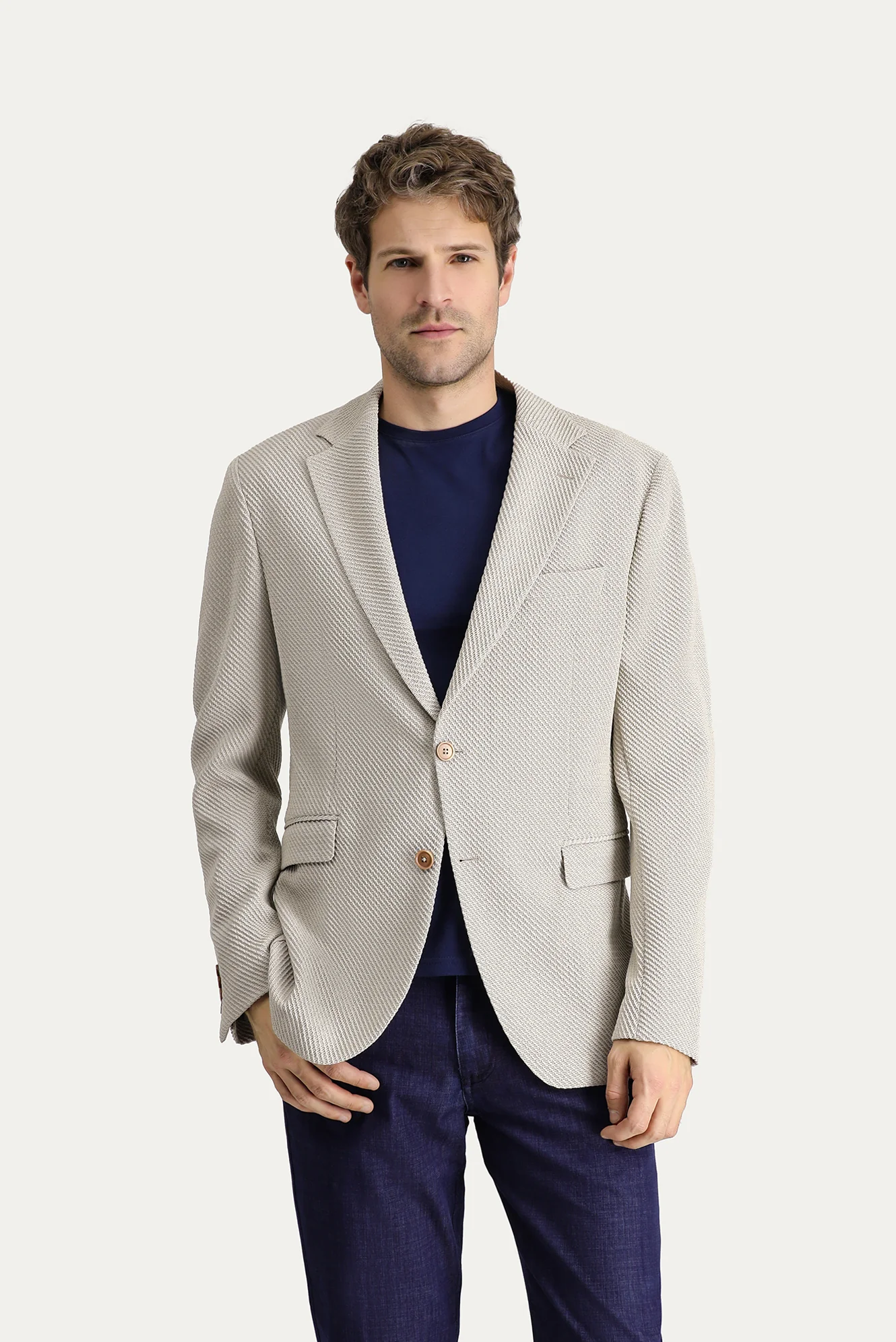 Açık Bej 6 Drop Regular Fit Standart Kesim Klasik Ceket - Image 6