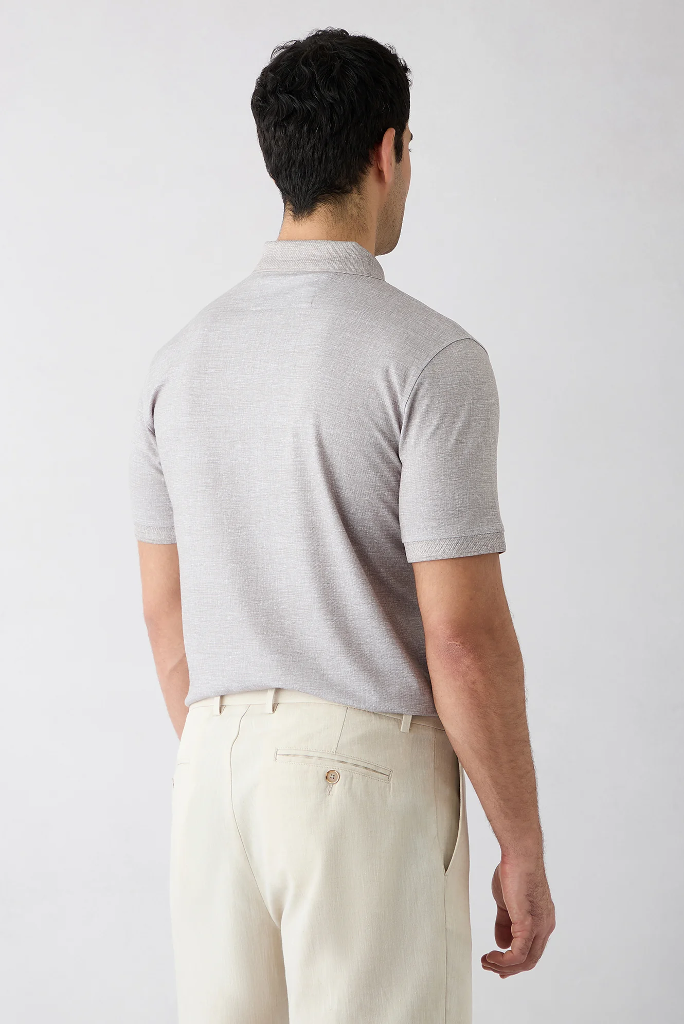 Açık Bej Regular Fit Desenli Nakışlı Cepli Düğmeli Polo Yaka Tişört - Image 5