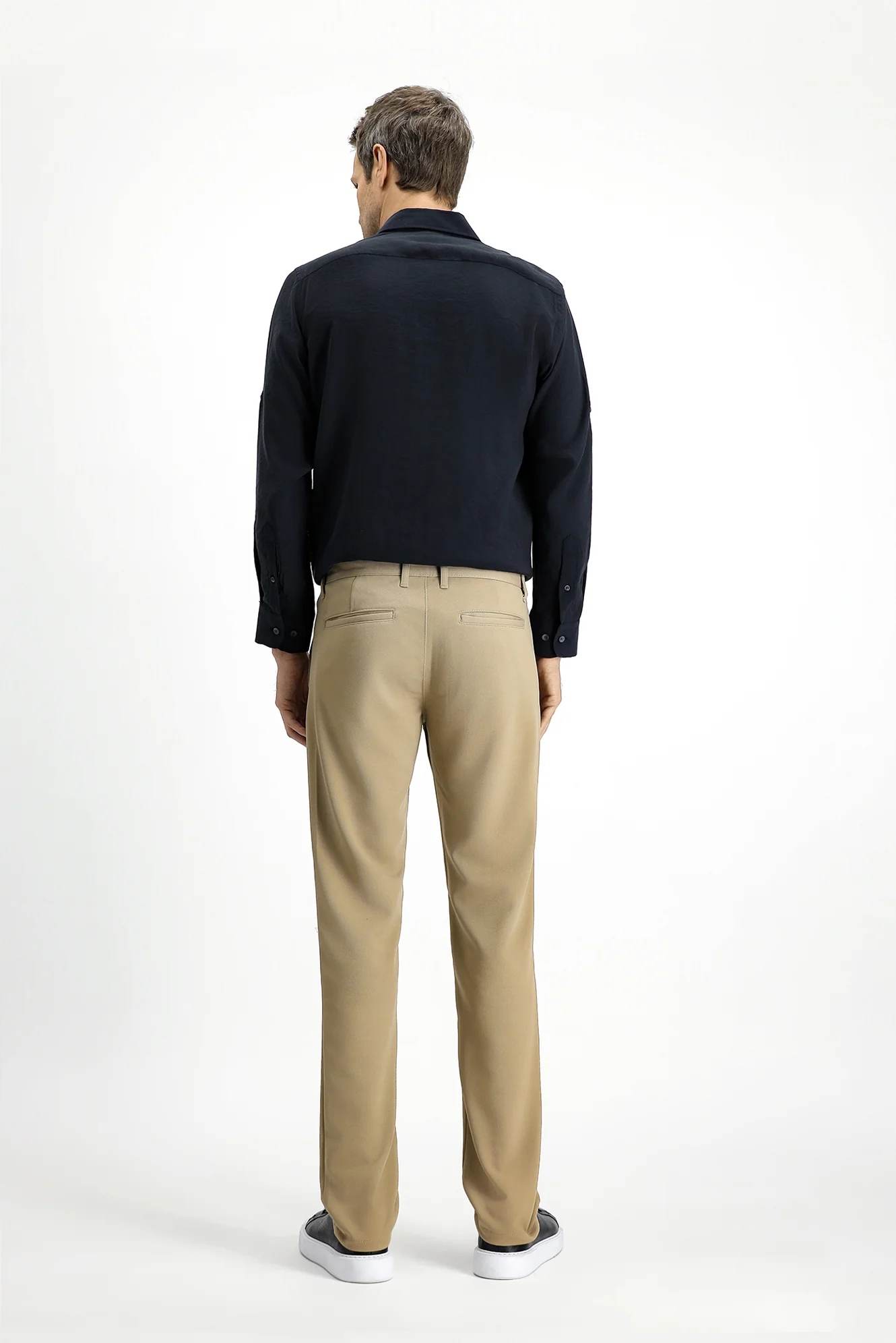 Açık Bej Regular Fit Standart Kesim 4 Mevsim Esnek Chino Spor Pantolon - Image 4