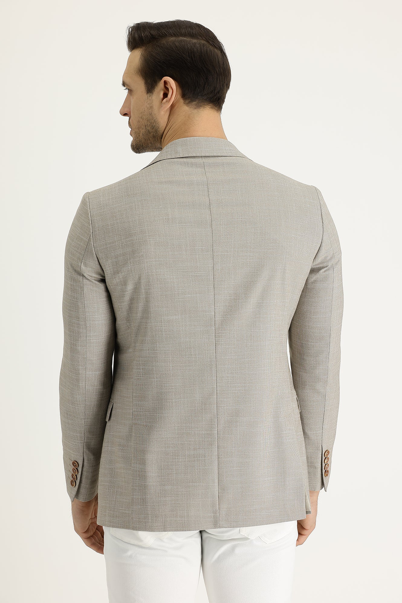 Açık Bej 6 Drop Regular Fit Standart Kesim Klasik Desenli Ceket - Image 3