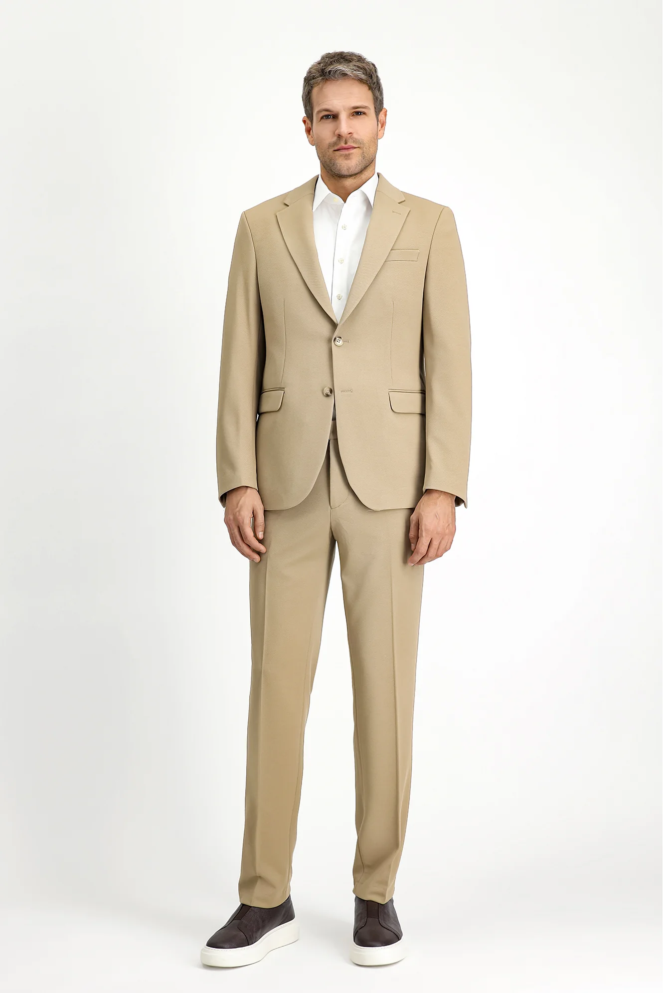 Açık Bej 6 Drop Regular Fit Standart Kesim Mevsimlik Takım Elbise - Image 4