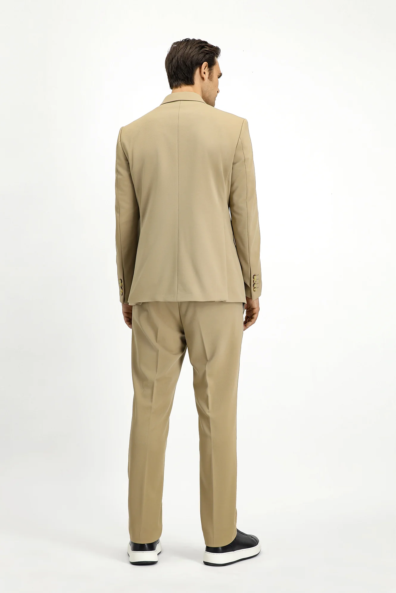 Açık Bej 6 Drop Regular Fit Standart Kesim Mevsimlik Kruvaze Takım Elbise - Image 5