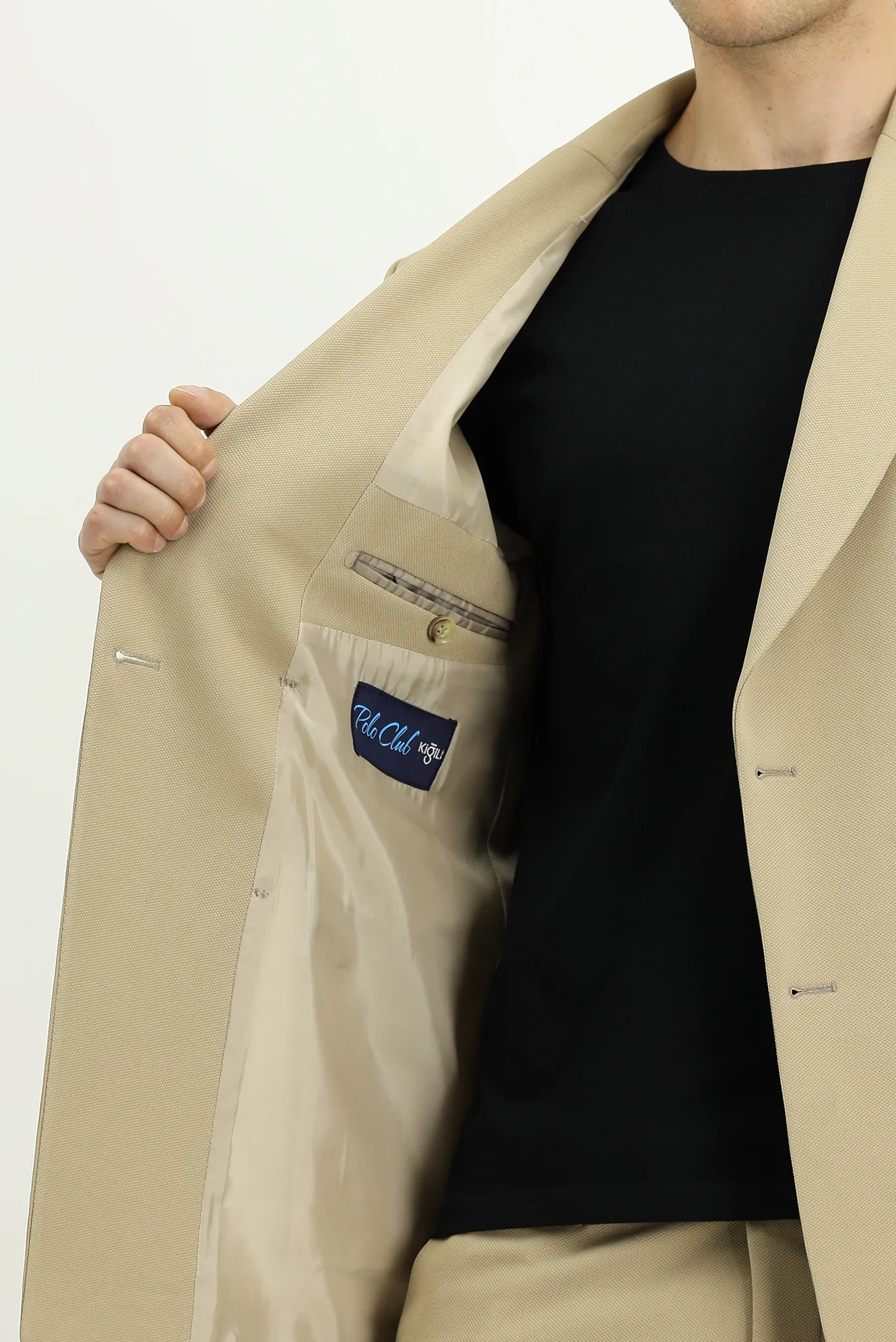 Açık Bej 6 Drop Regular Fit Standart Kesim Mevsimlik Kruvaze Takım Elbise - Image 6