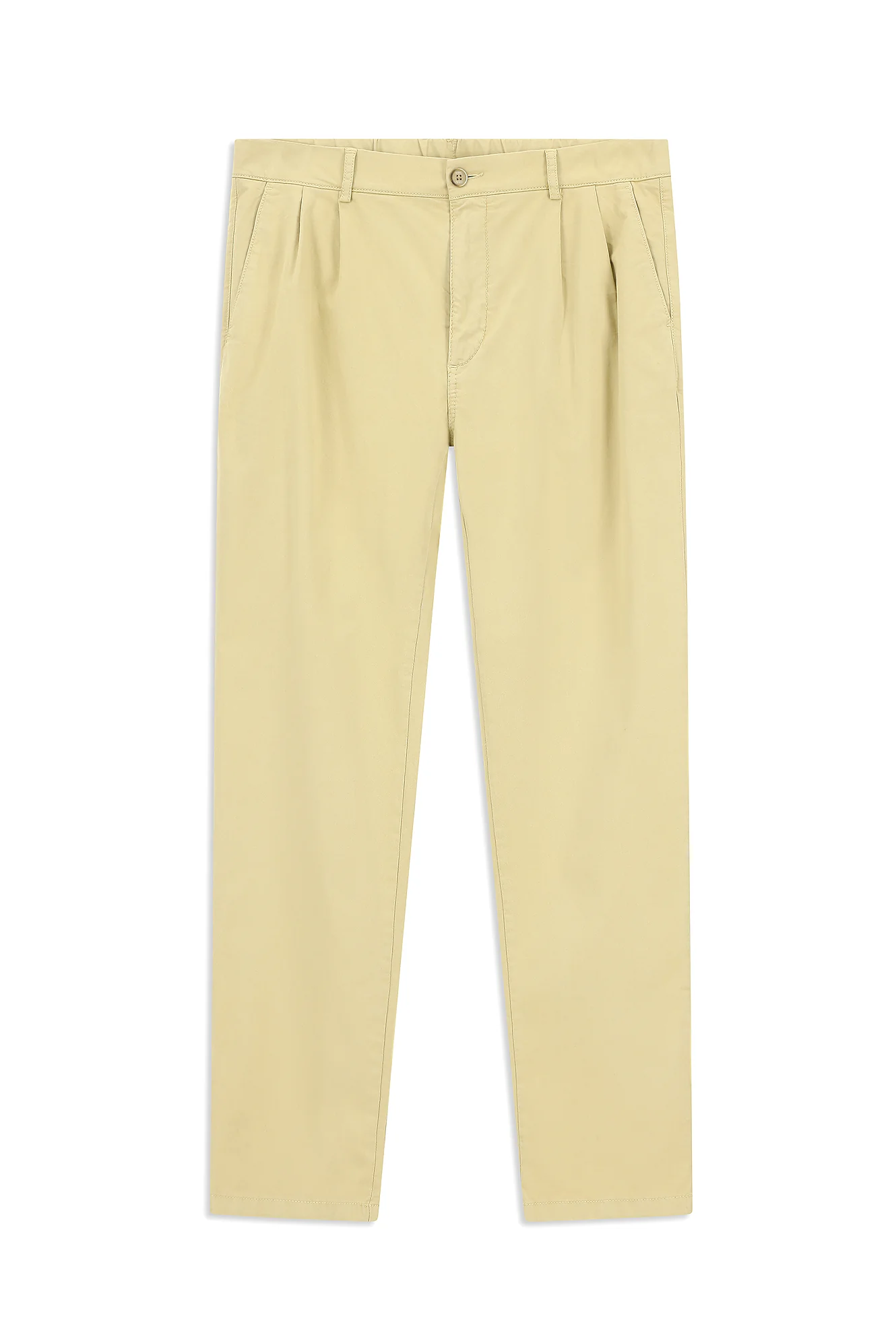 Açık Bej Regular Fit Standart Kesim Likralı Beli Lastikli İpli Pileli Pantolon - Image 7