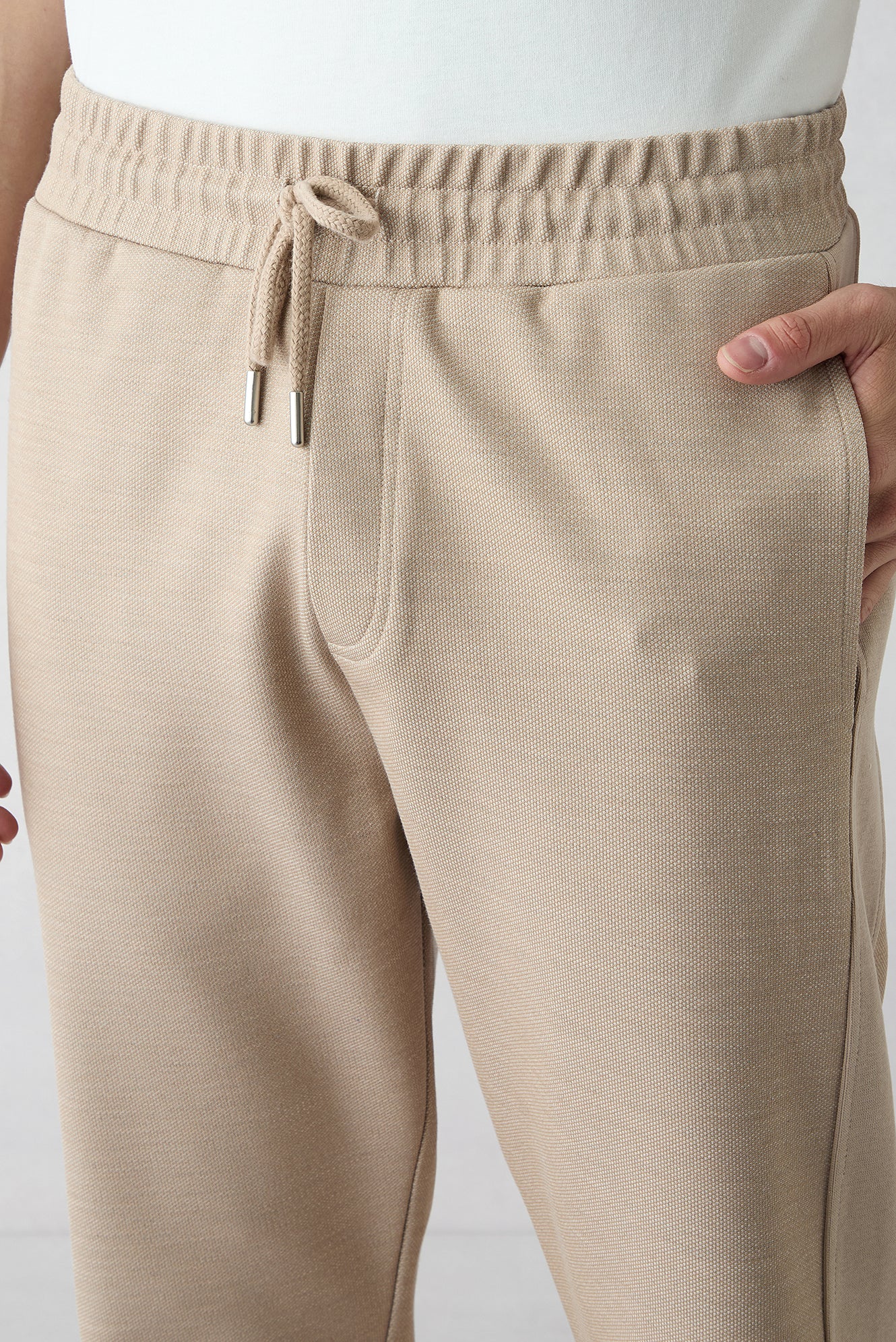 Açık Bej Beli Lastikli İpli Cepli Likralı Sweatpant / Eşofman Altı - Image 3