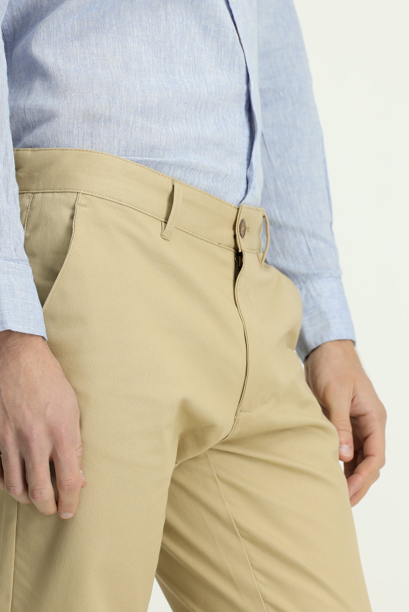 Açık Bej Regular Fit Standart Kesim Likralı Kanvas / Chino Pantolon - Image 5