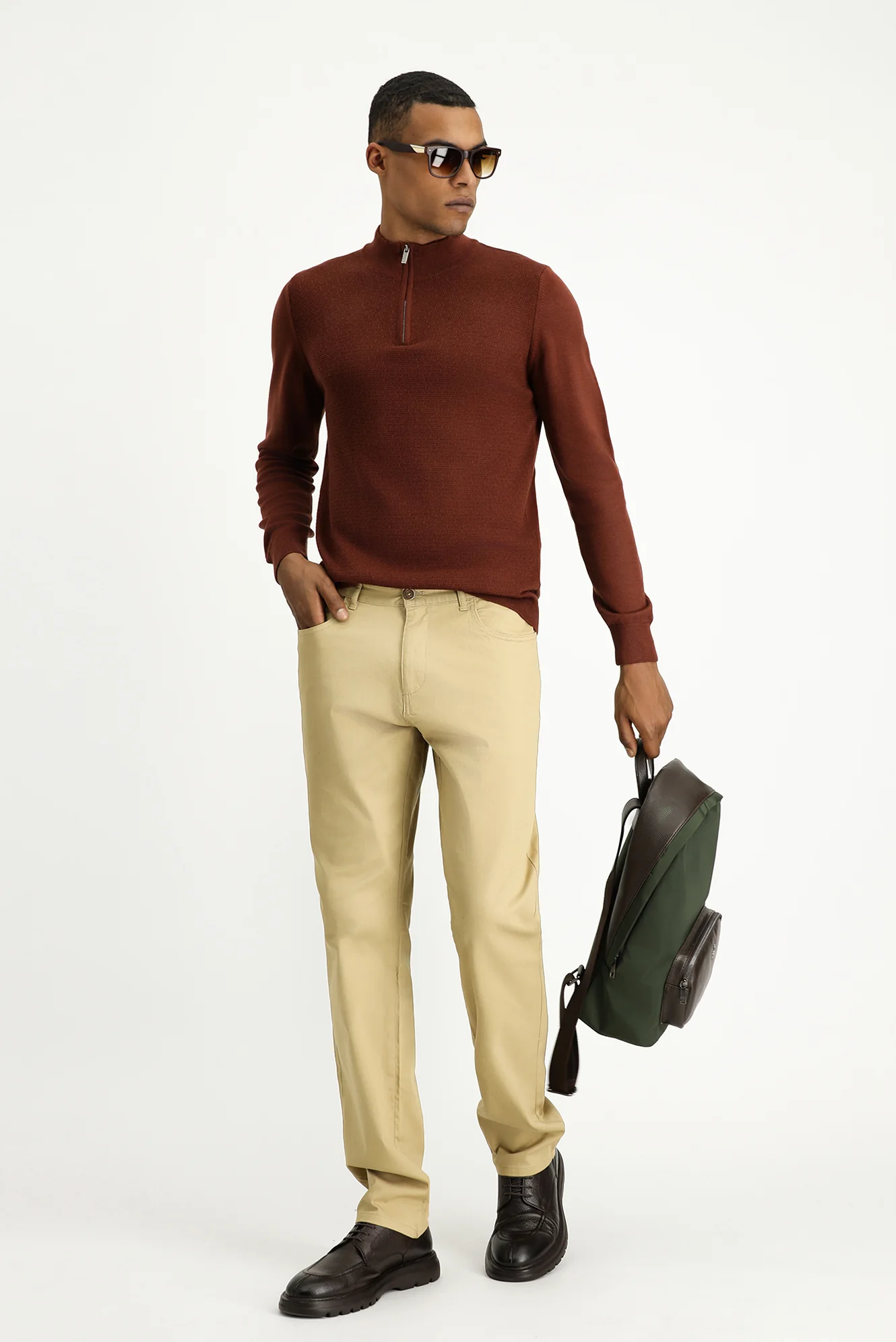 Açık Bej Regular Fit Standart Kesim Likralı Kanvas / Chino Pantolon
