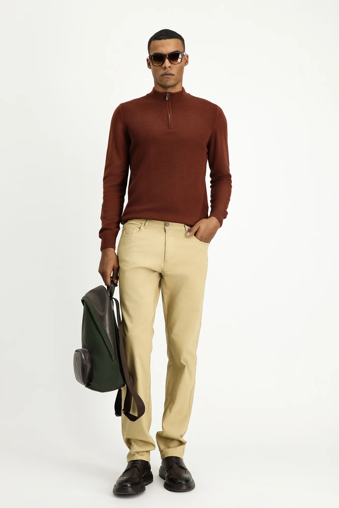 Açık Bej Regular Fit Standart Kesim Likralı Kanvas / Chino Pantolon - Image 2