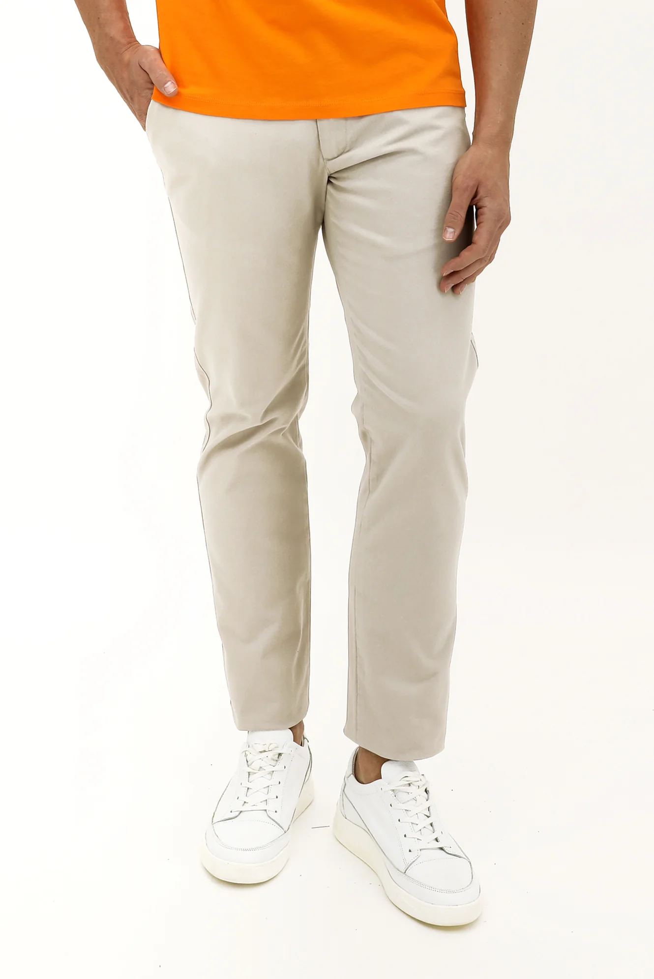 Açık Bej Regular Fit Standart Kesim Likralı Kanvas / Chino Pantolon - Image 2