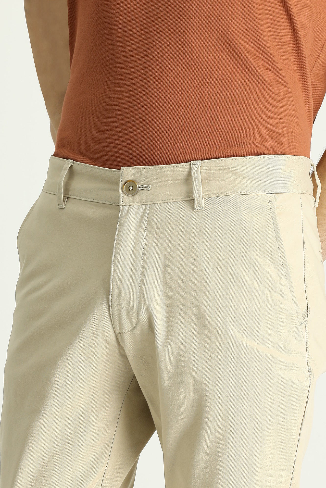 Açık Bej Regular Fit Standart Kesim Likralı Kanvas / Chino Pantolon - Image 3