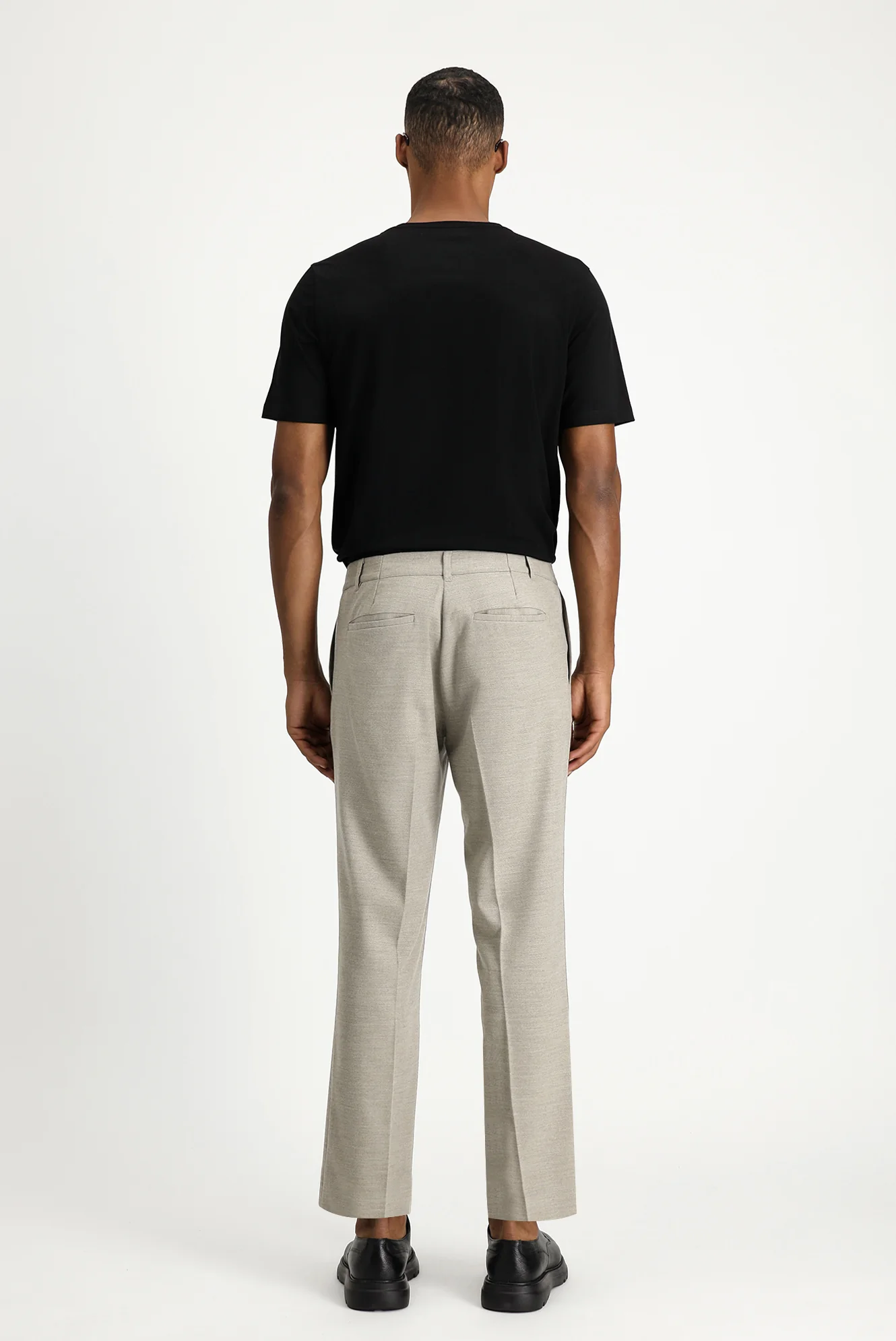 Açık Bej 6 Drop Regular Fit Standart Kesim Likralı Pileli Klasik Kumaş Pantolon - Image 5