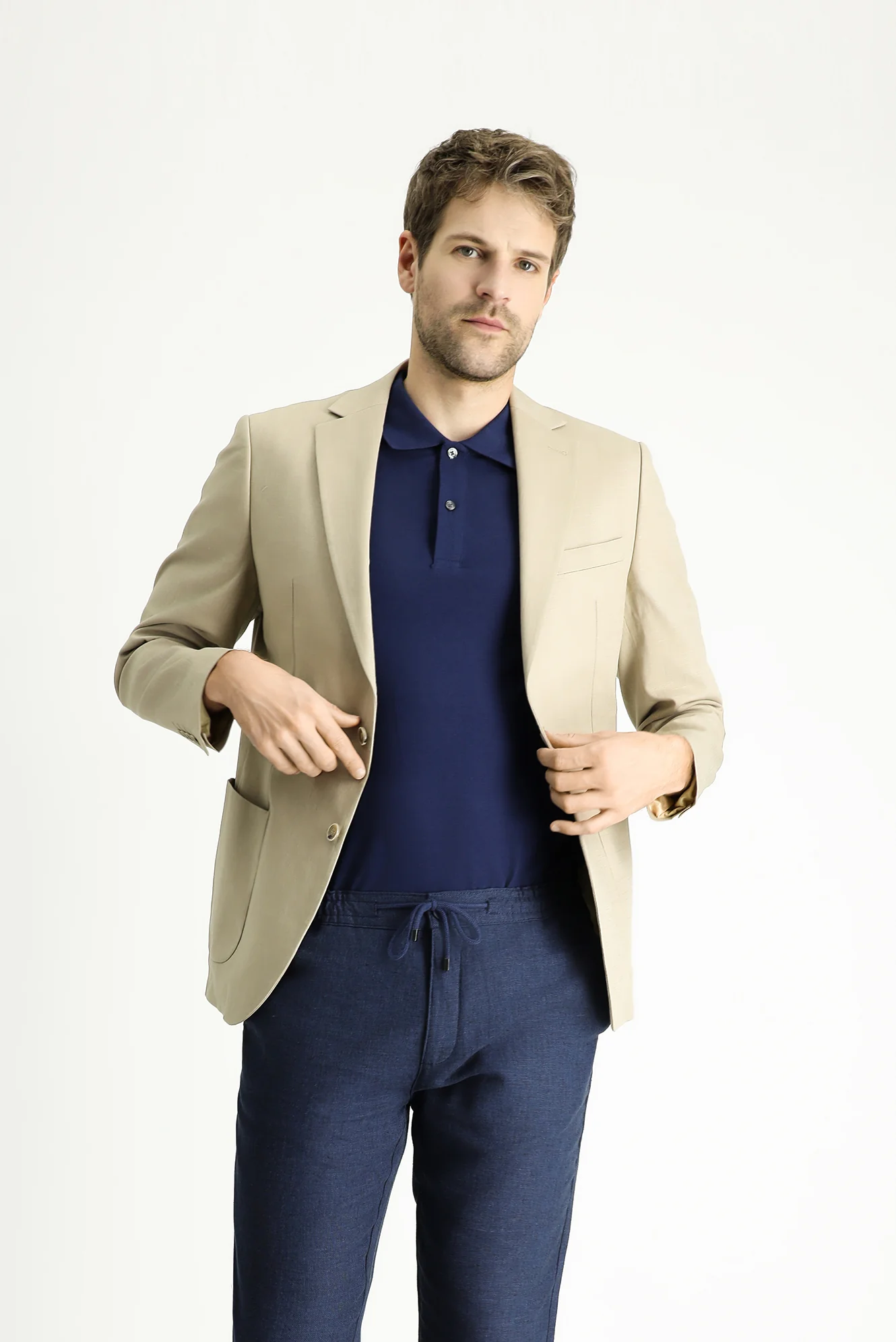 Açık Bej 6 Drop Regular Fit Standart Kesim Pamuklu Spor Ceket - Image 3