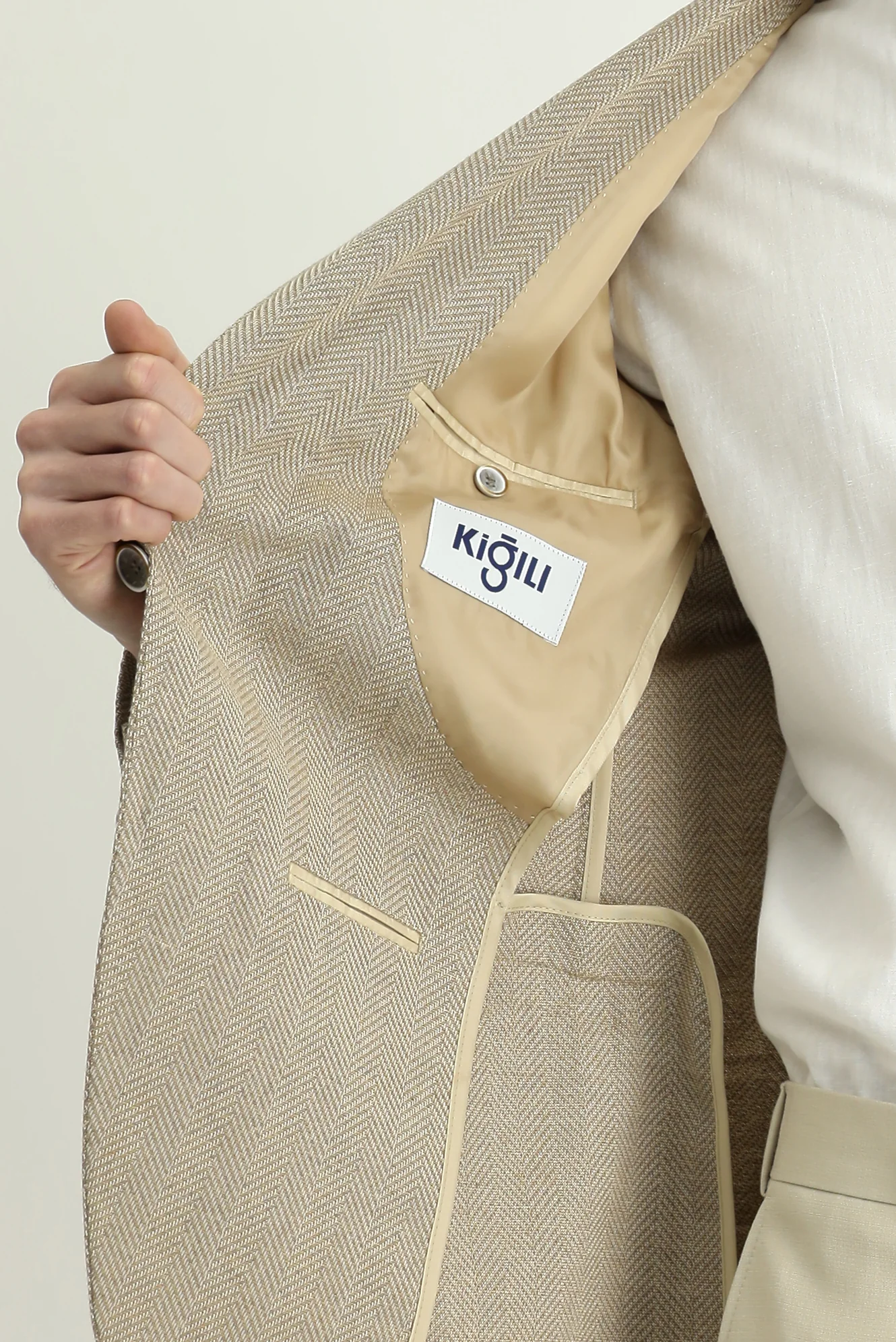 Açık Bej 6 Drop Regular Fit Standart Kesim Yünlü Desenli Ceket - Image 6