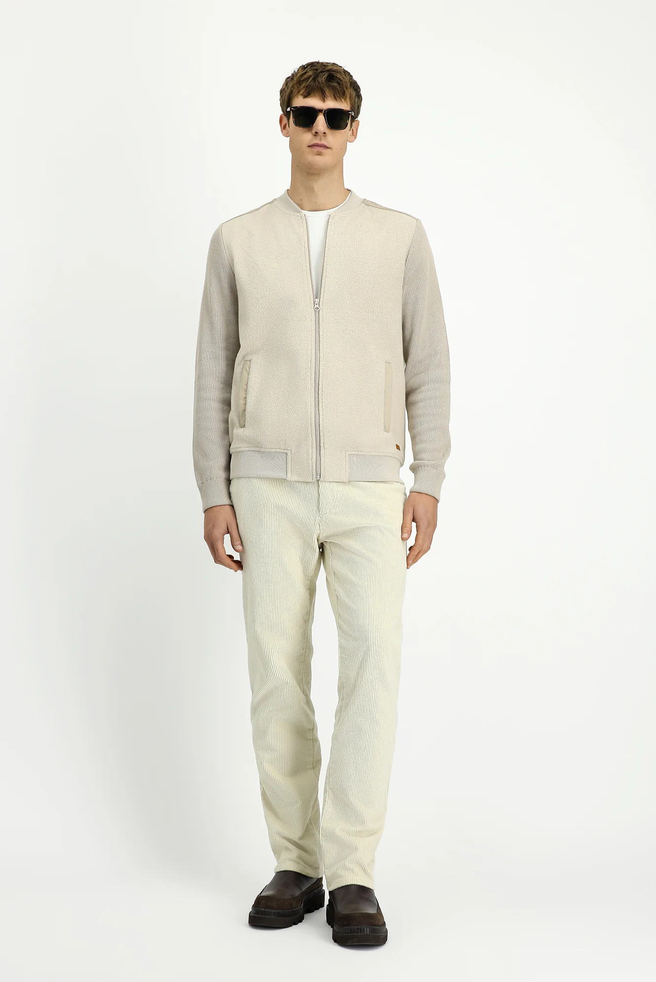 Açık Bej Pamuklu Fermuarlı Polar Sweat Hırka - Image 3