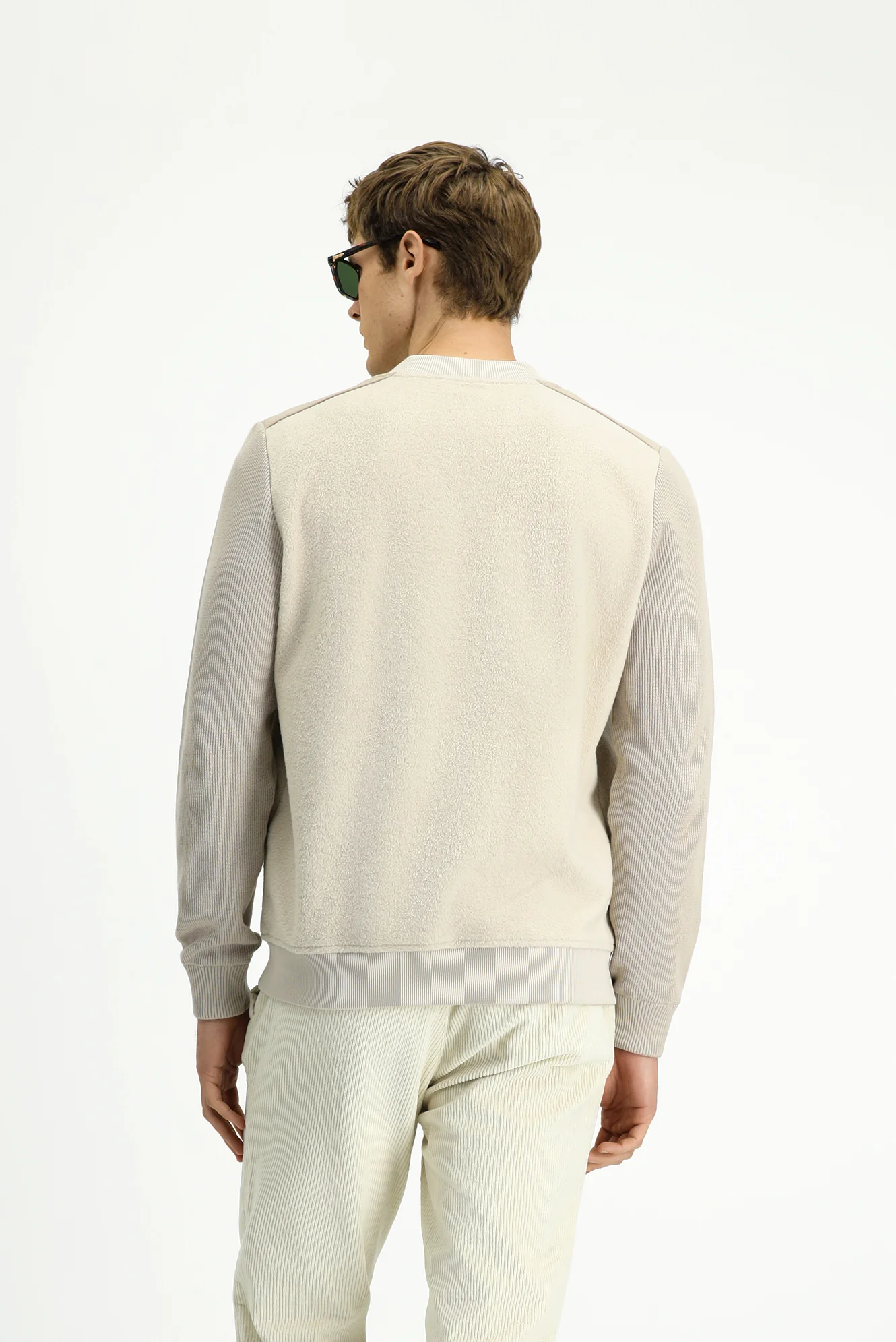 Açık Bej Pamuklu Fermuarlı Polar Sweat Hırka - Image 6