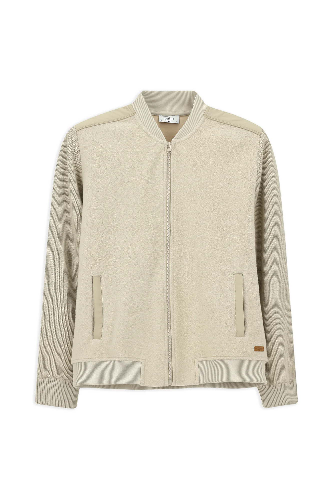 Açık Bej Pamuklu Fermuarlı Polar Sweat Hırka - Image 8