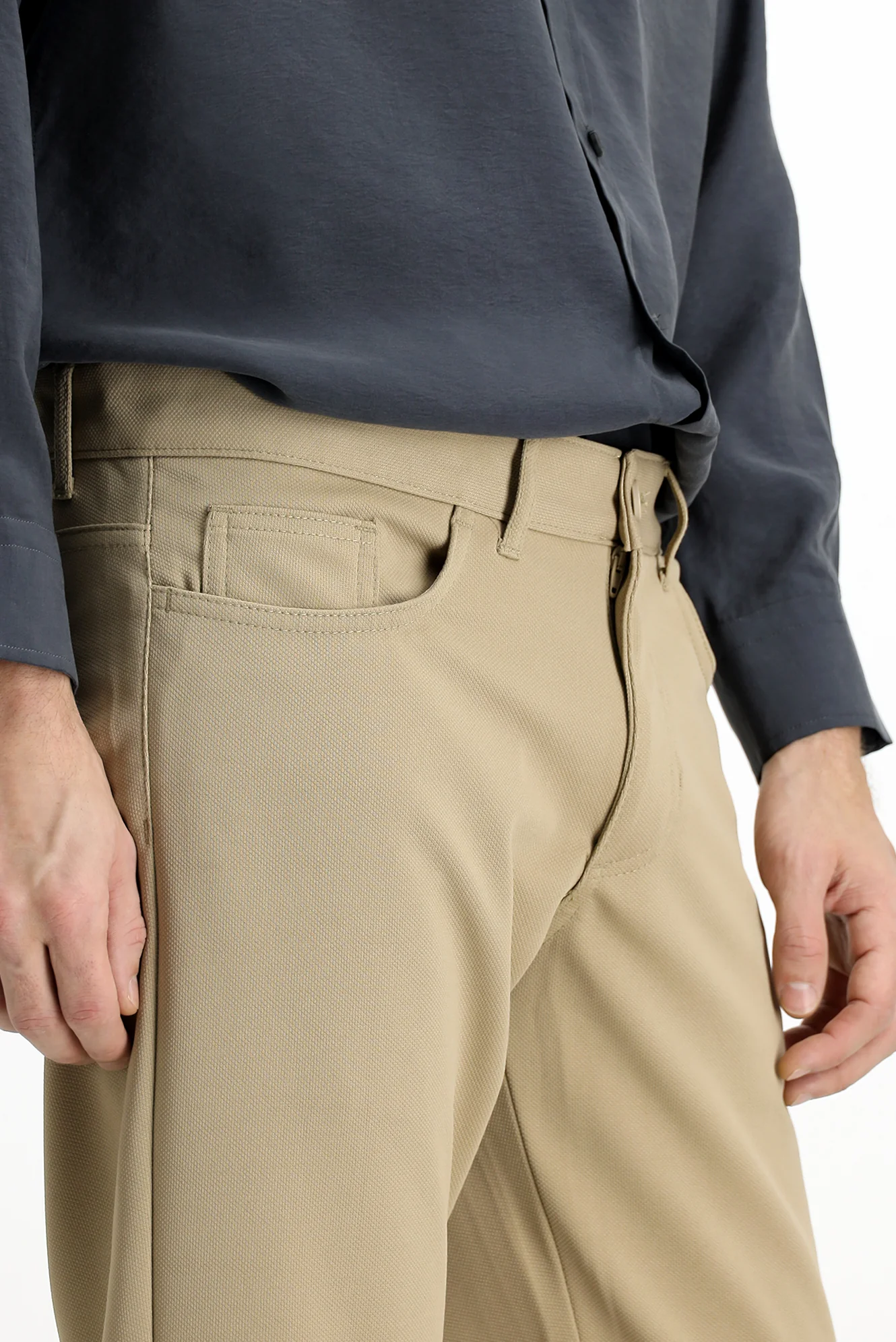 Açık Bej Relaxed Fit Rahat Kesim Kanvas / Chino Pantolon - Image 5