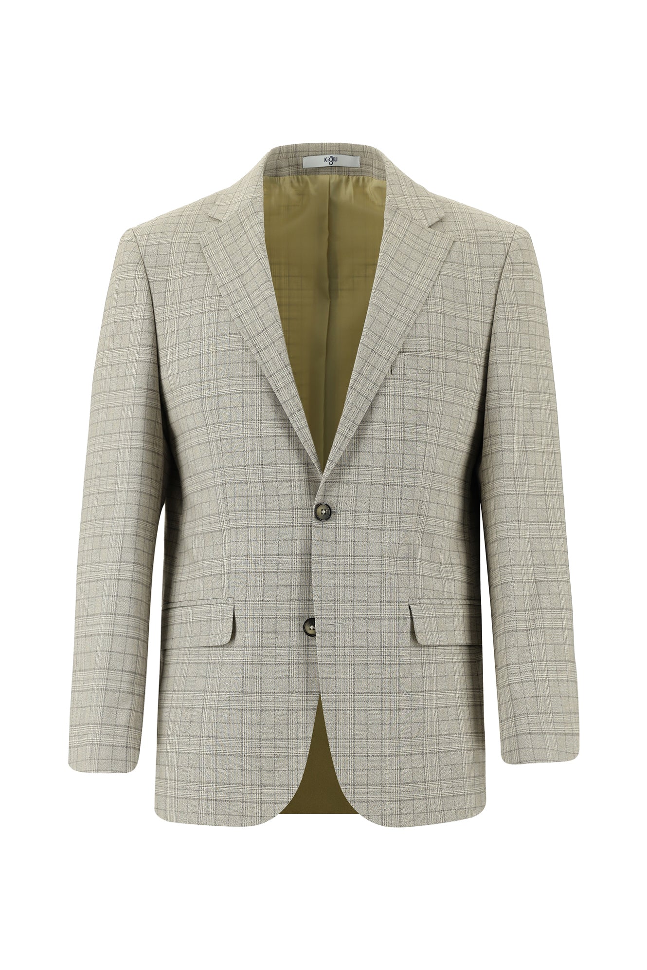 Açık Bej 4 Drop Relaxed Fit Rahat Kesim Ekose Takım Elbise - Image 2