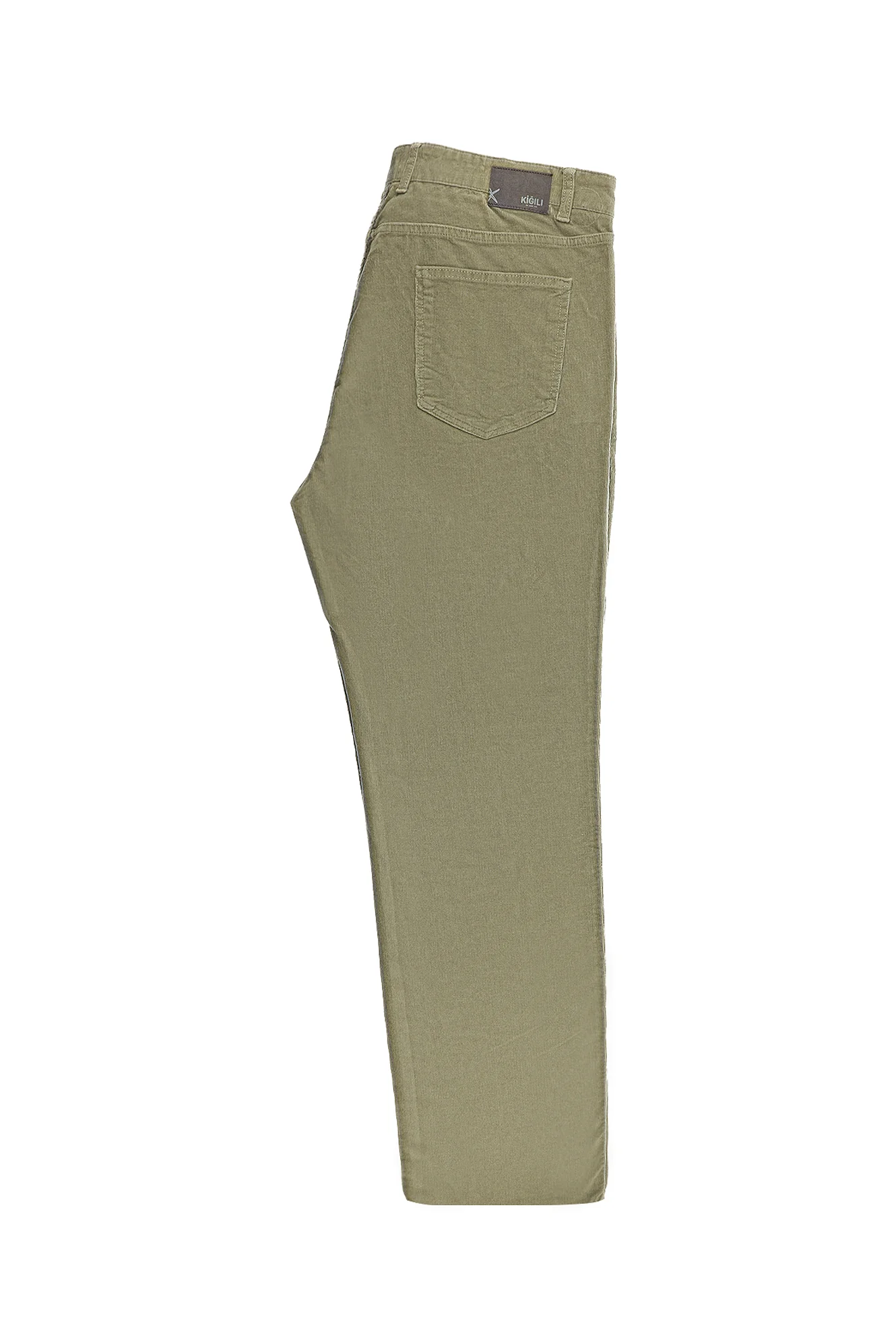 Açık Bej Relaxed Fit Rahat Kesim Likralı Kadife Pantolon - Image 3
