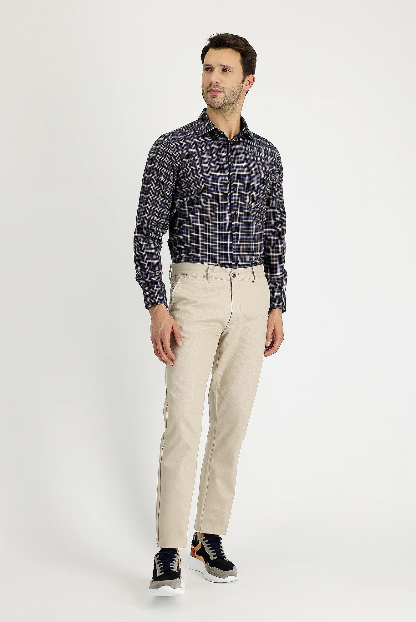 Açık Bej Relaxed Fit Rahat Kesim Likralı Kanvas / Chino Pantolon