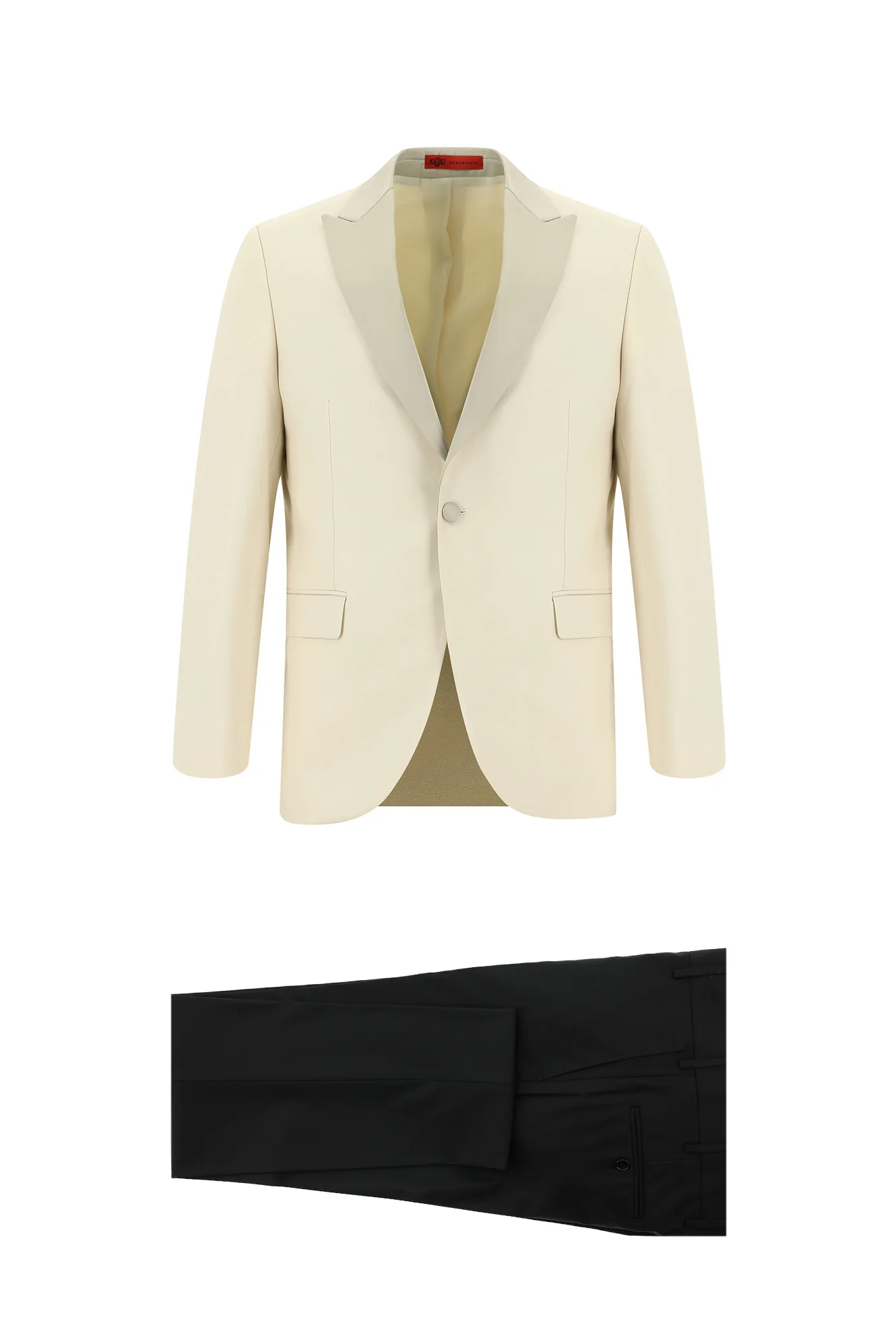 Açık Bej 7 Drop Slim Fit Dar Kesim Sivri Yaka Smokin & Damatlık - Image 4