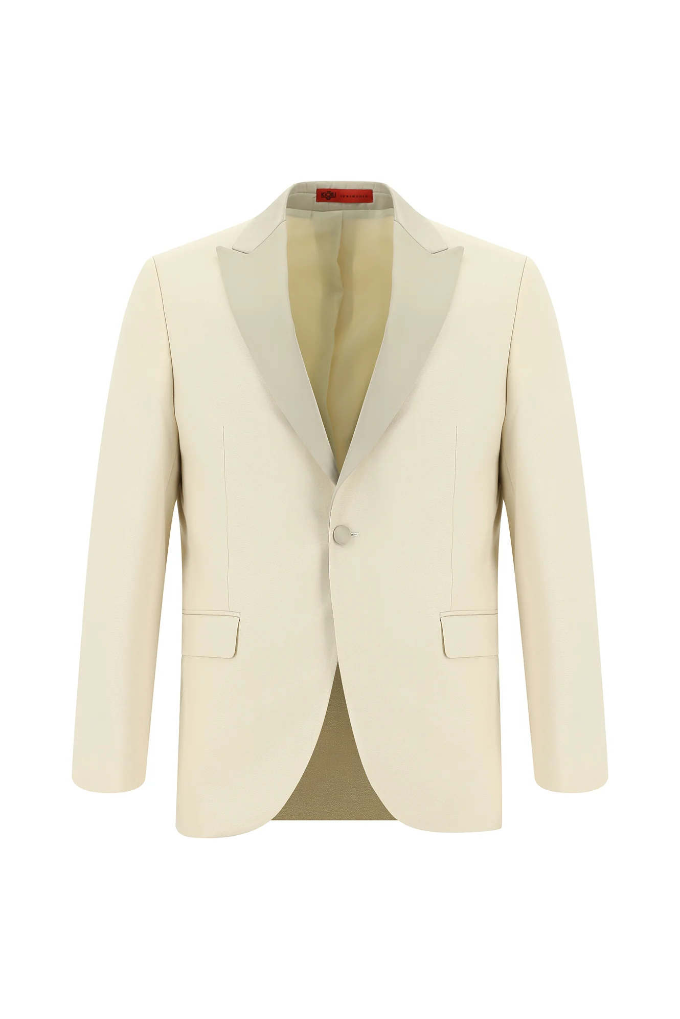 Açık Bej 7 Drop Slim Fit Dar Kesim Sivri Yaka Smokin & Damatlık - Image 5