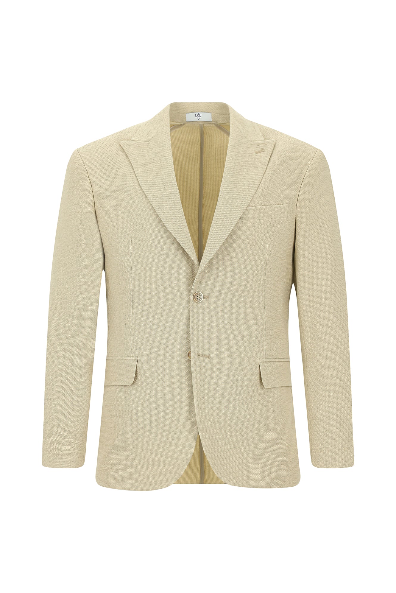 Açık Bej 7 Drop Slim Fit Dar Kesim Desenli Klasik Ceket - Image 8