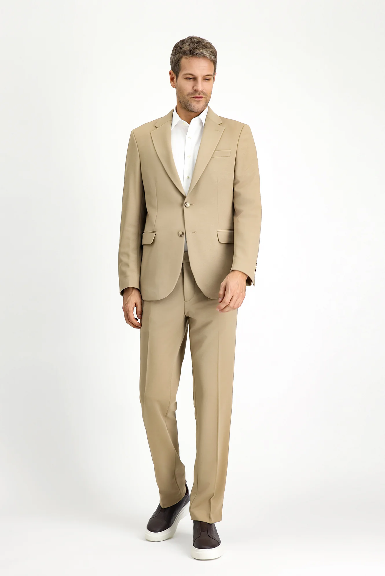 Açık Bej 7 Drop Slim Fit Dar Kesim Mevsimlik Takım Elbise - Image 3