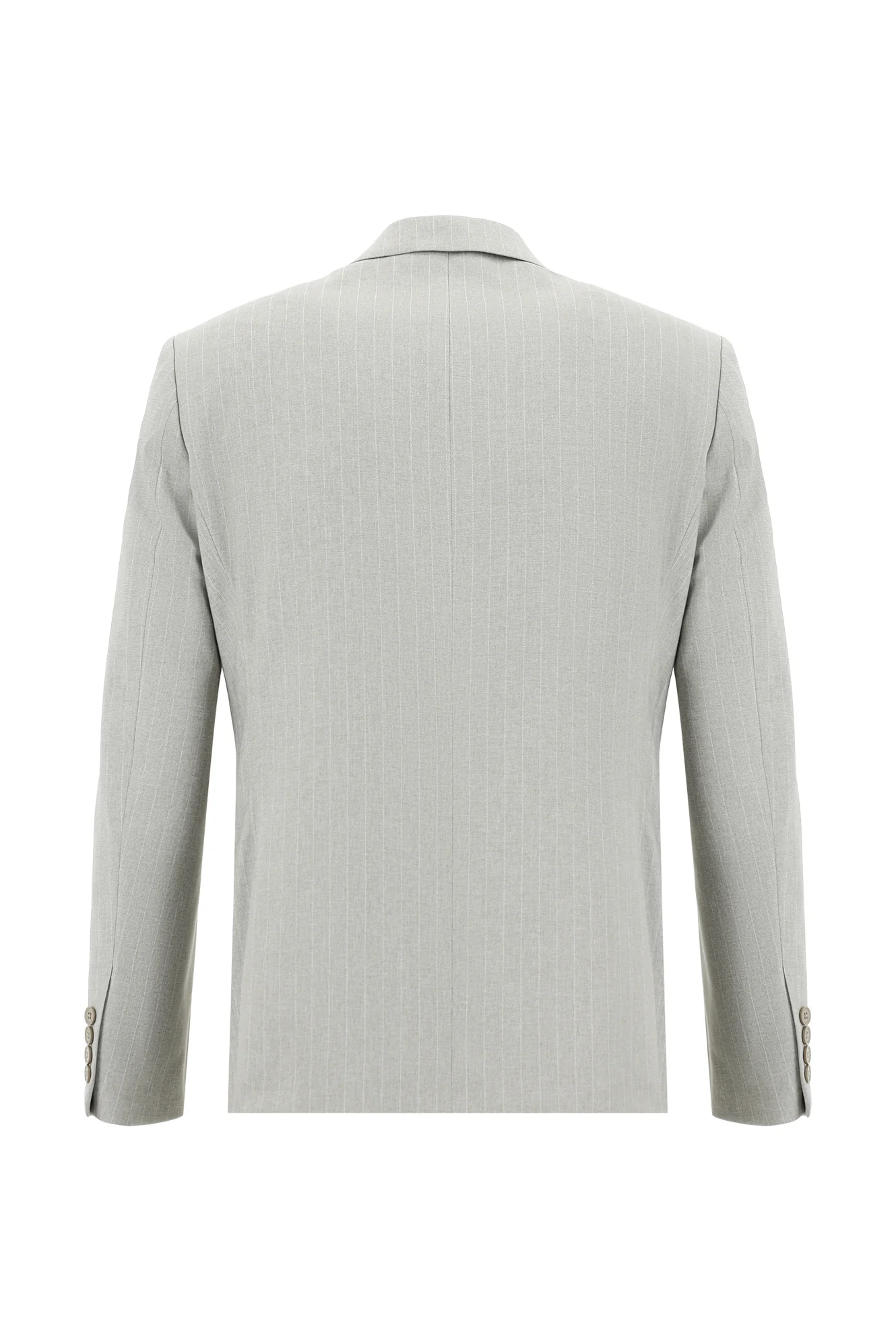 Açık Bej 7 Drop Slim Fit Dar Kesim Kruvaze Çizgili Takım Elbise - Image 3