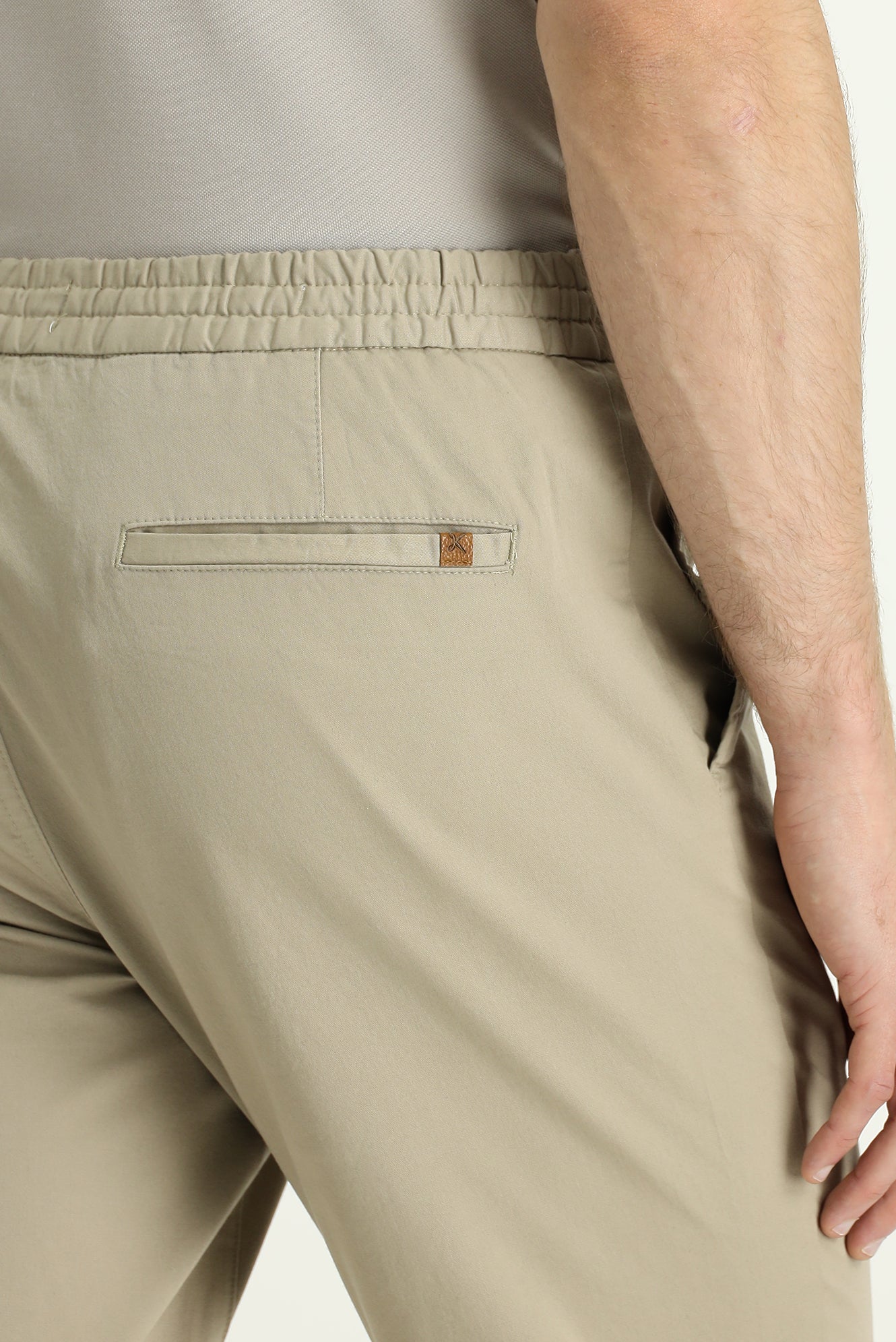 Açık Bej Slim Fit Dar Kesim Likralı Beli Lastikli İpli Jogger Pantolon - Image 6
