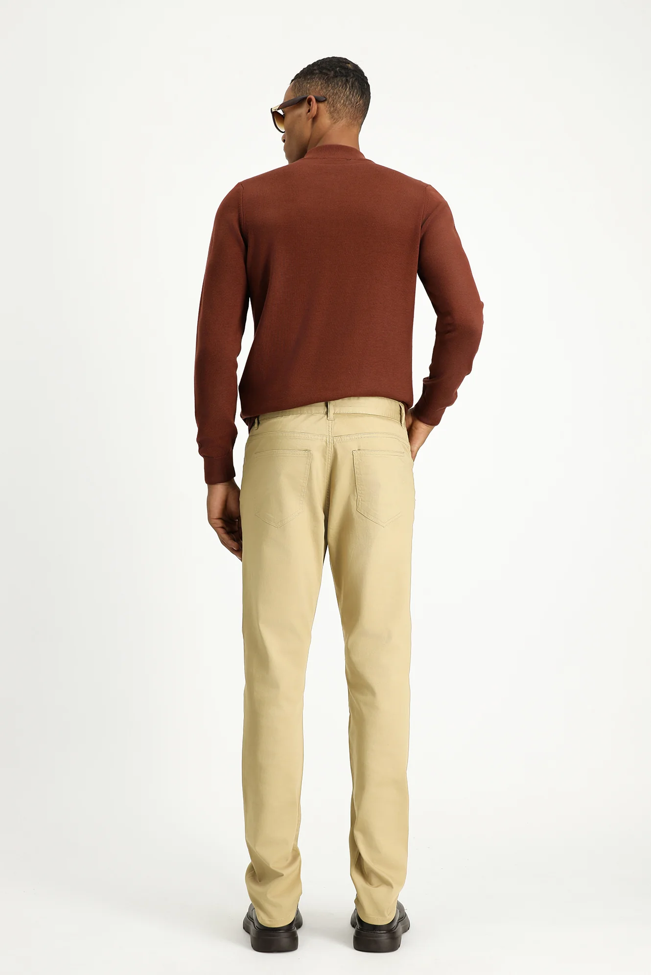 Açık Bej Slim Fit Dar Kesim Likralı Kanvas / Chino Pantolon - Image 4