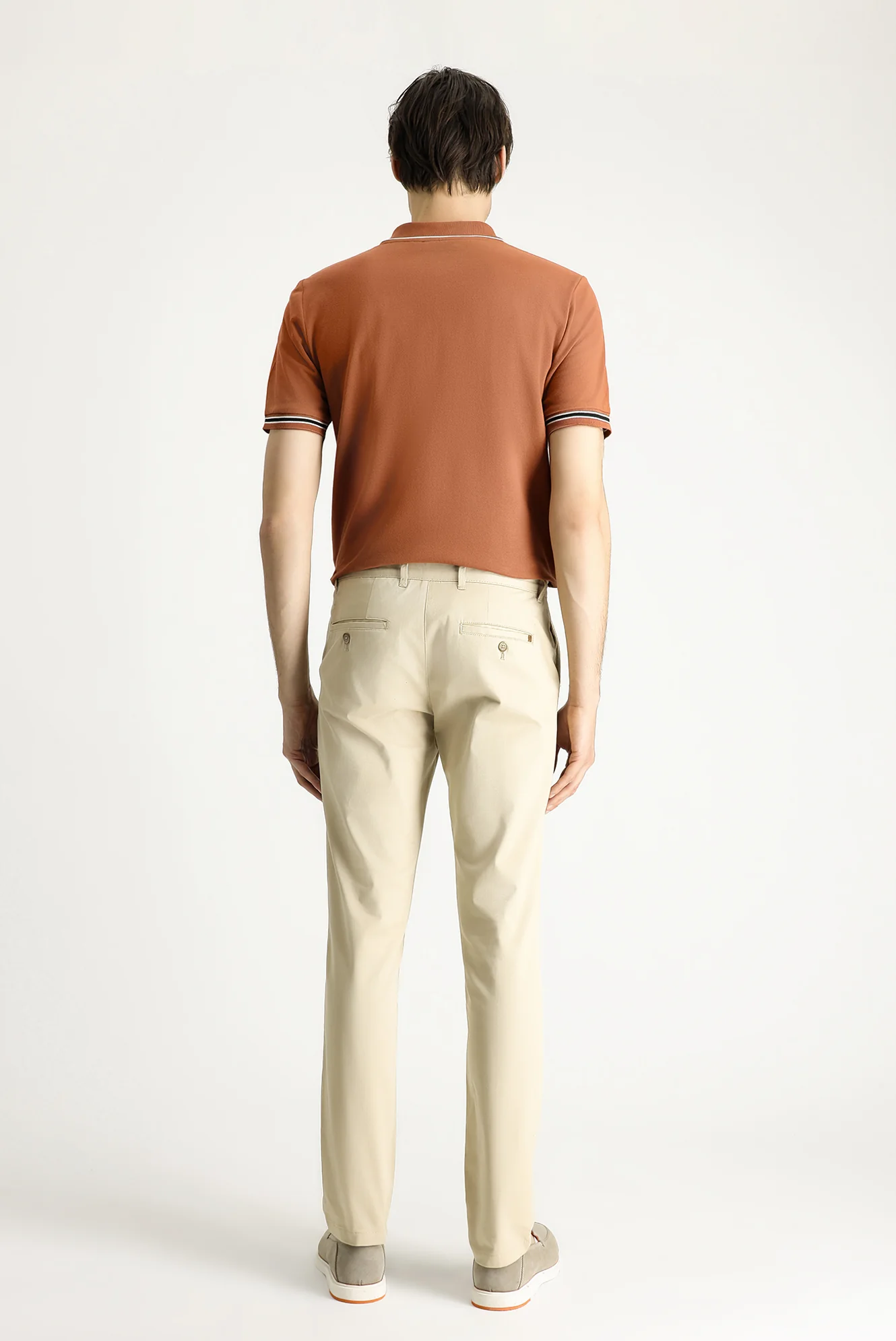 Açık Bej Slim Fit Dar Kesim Likralı Kanvas / Chino Pantolon - Image 4